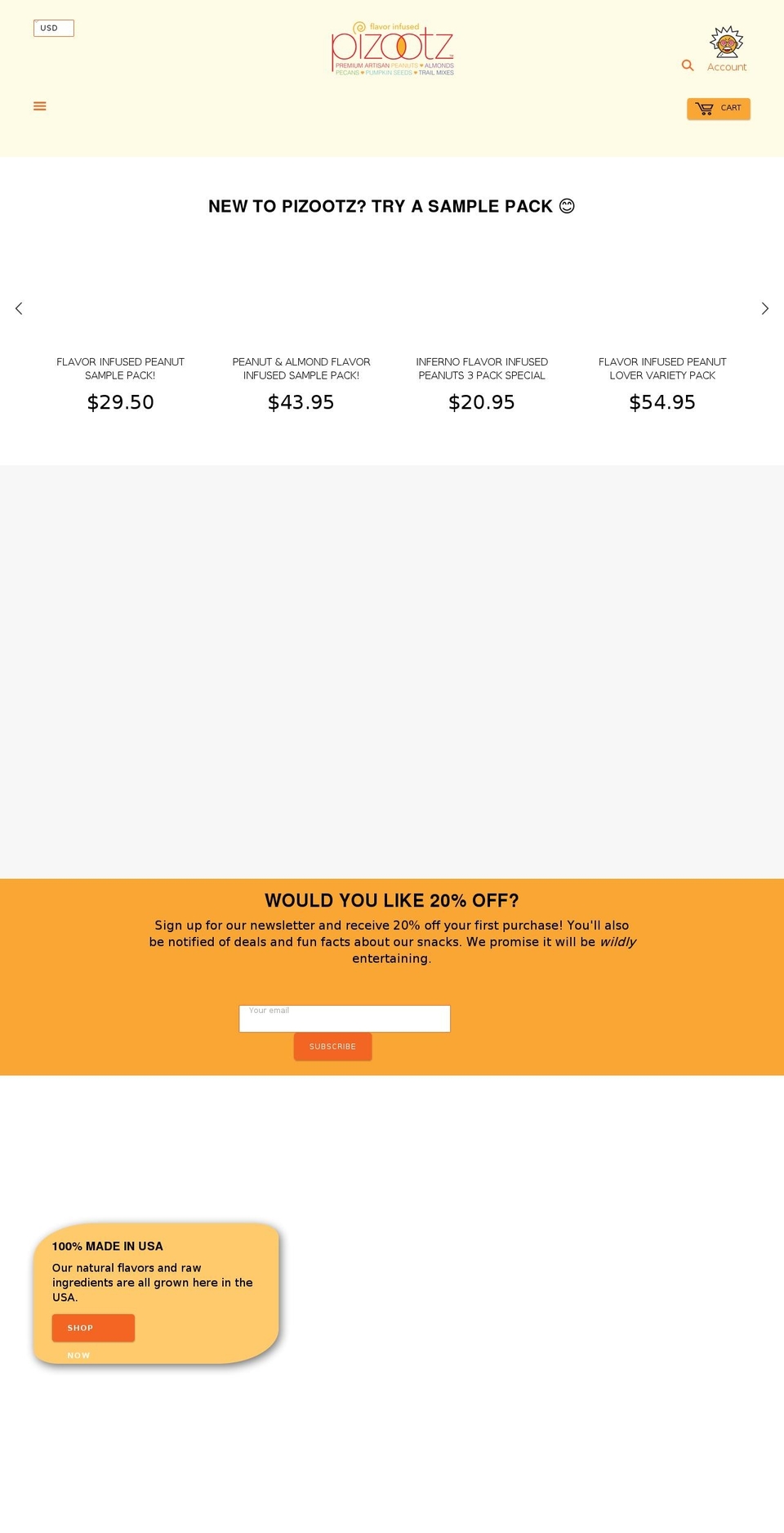pizootz.com shopify website screenshot