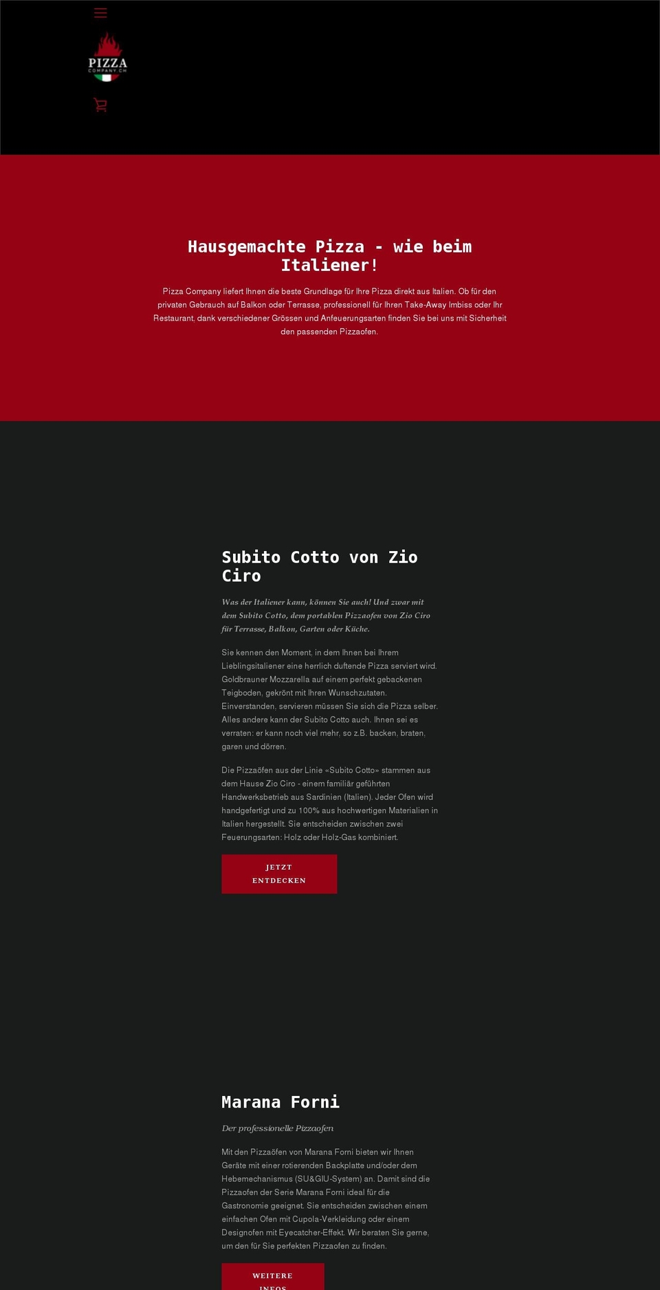 pizza-company.ch shopify website screenshot