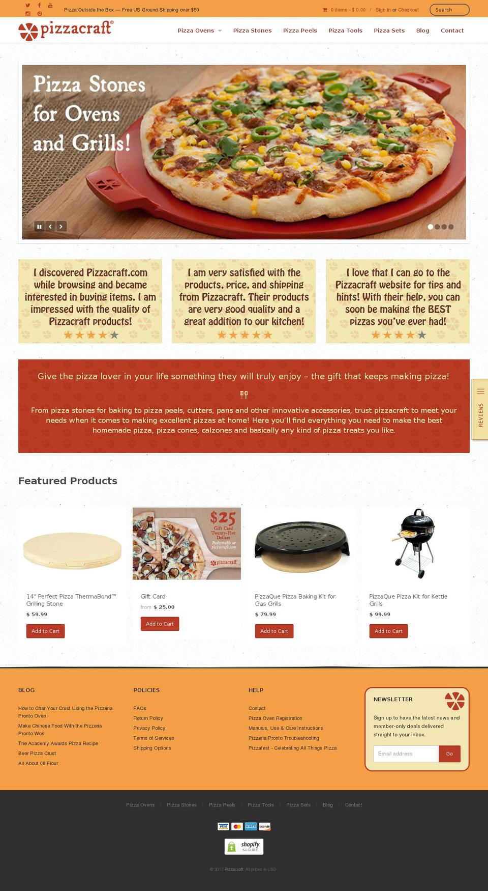 pizza-craft.com shopify website screenshot