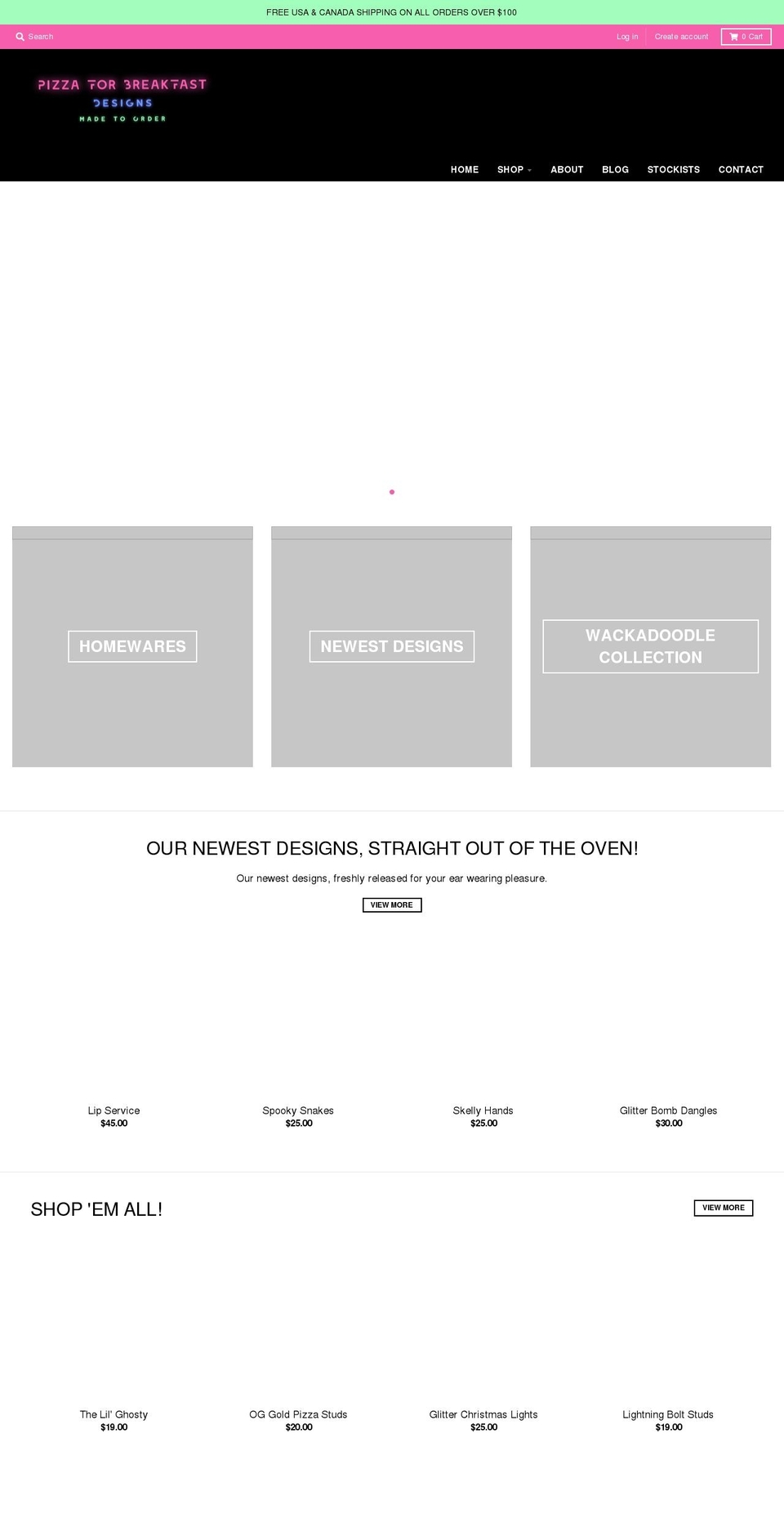 pizzaforbreakfastdesigns.com shopify website screenshot