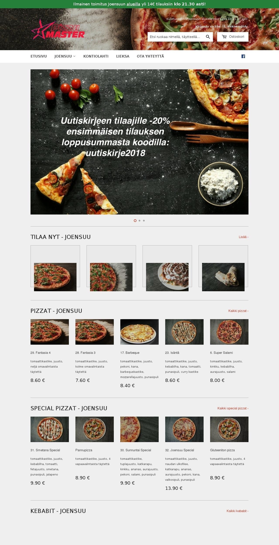 pizzamaster.fi shopify website screenshot