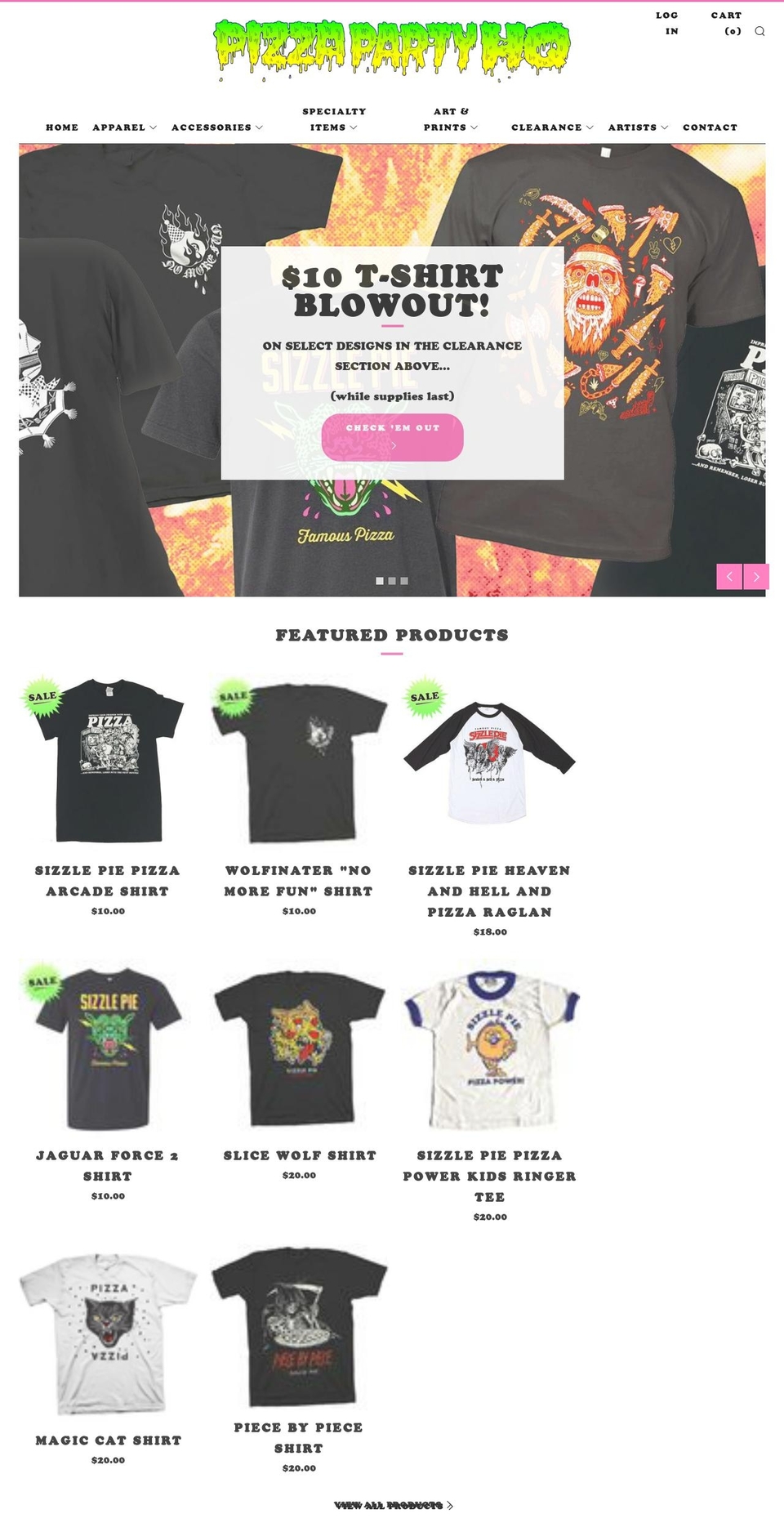 pizzapartyhq.com — Shopify storefront screenshot
