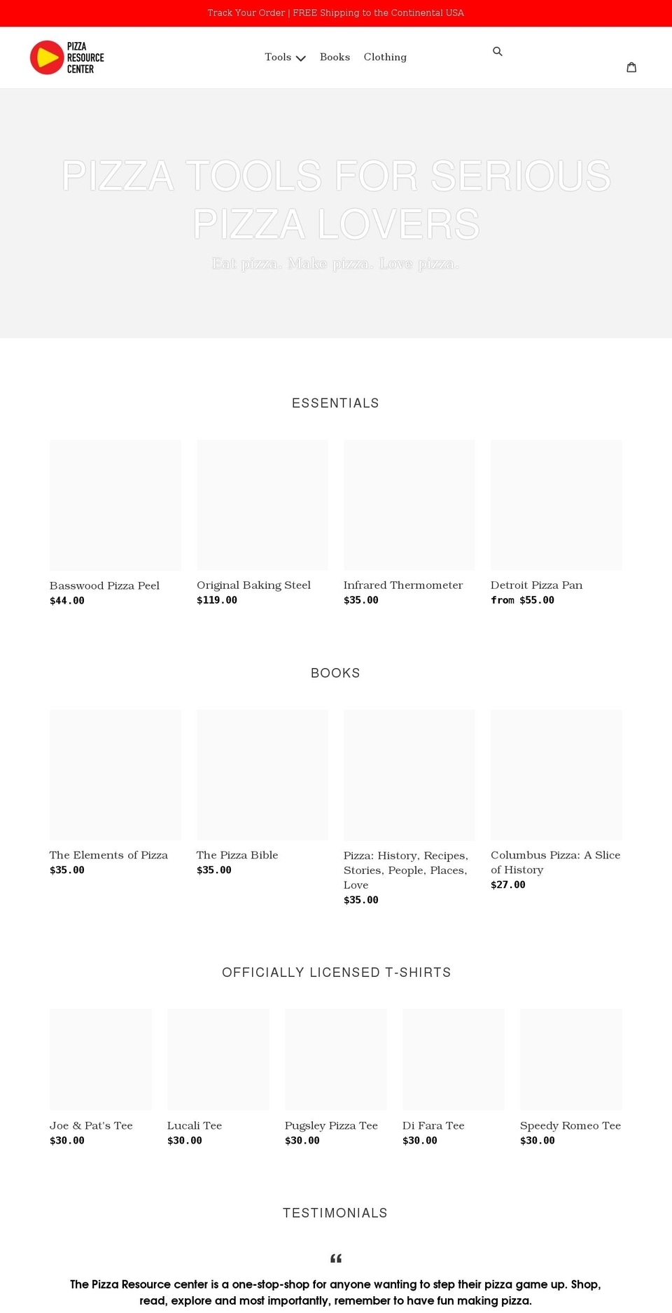 pizzaresourcecenter.com shopify website screenshot