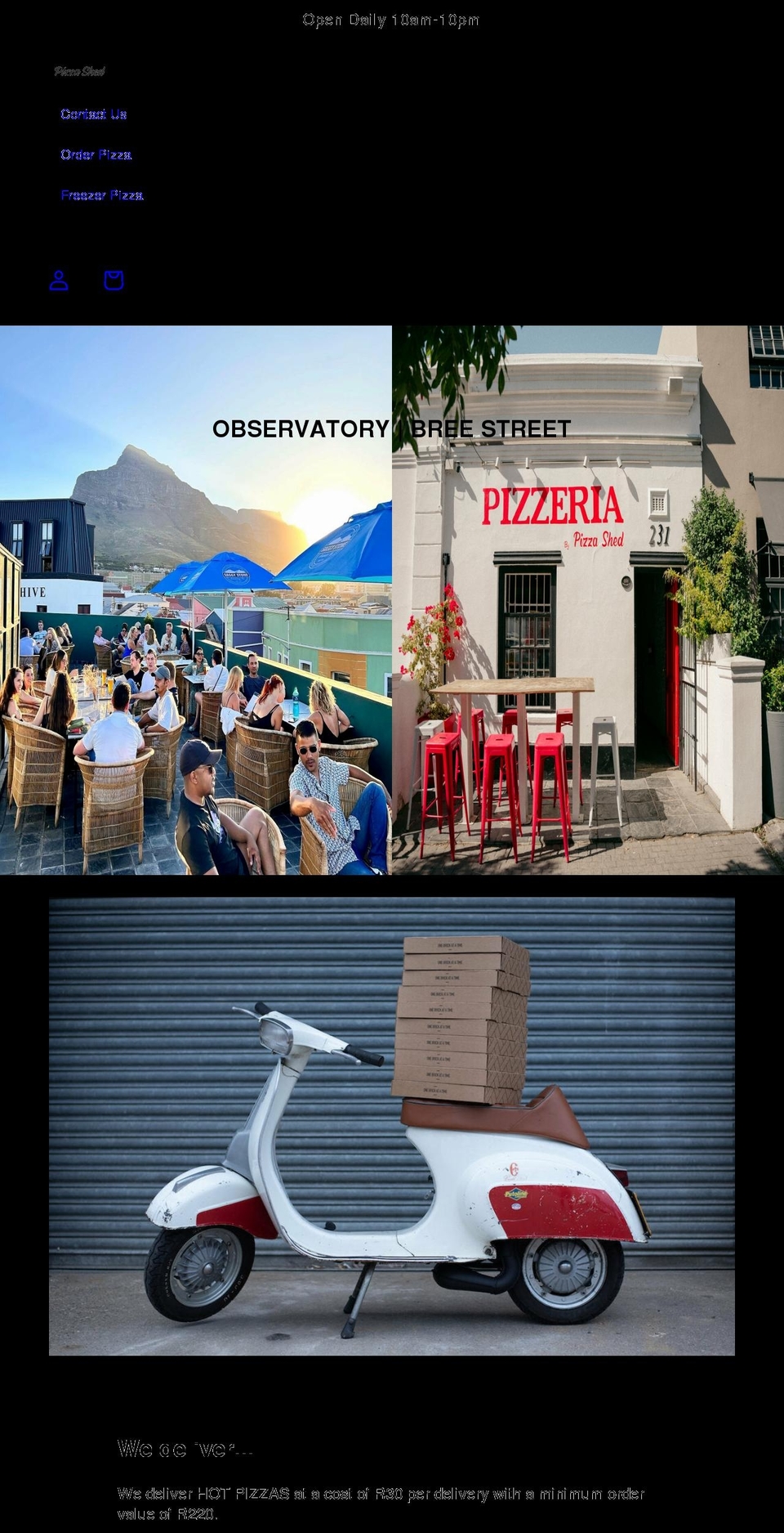 pizzashed.co.za shopify website screenshot