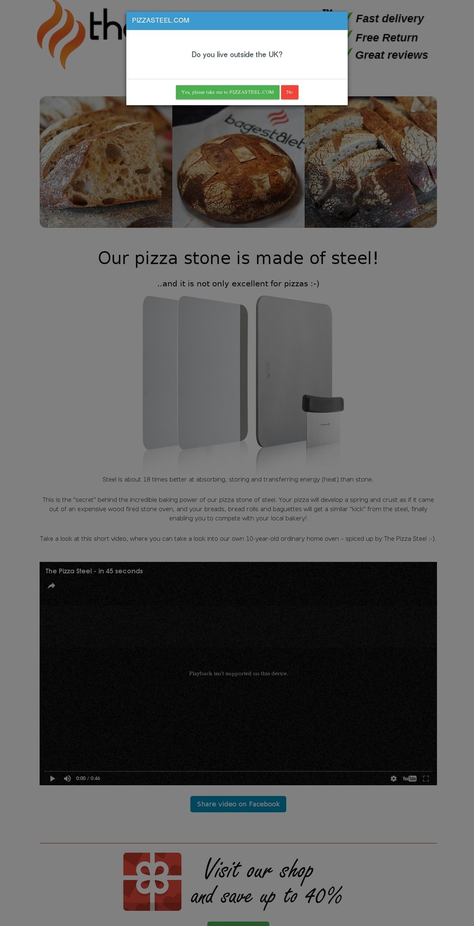 Boost Shopify theme site example pizzasteel.uk