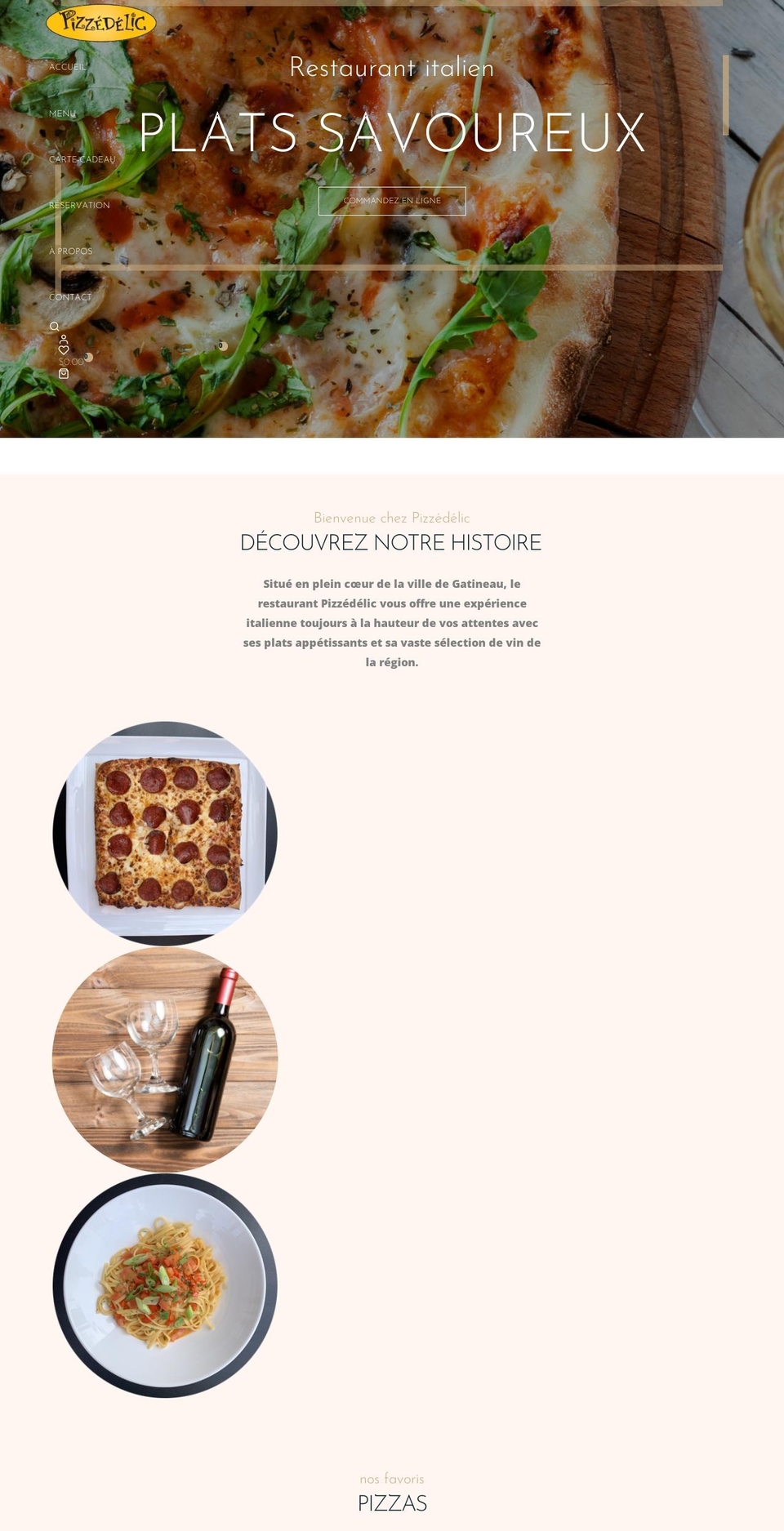 restaurant Shopify theme site example pizzedelicgatineau.com