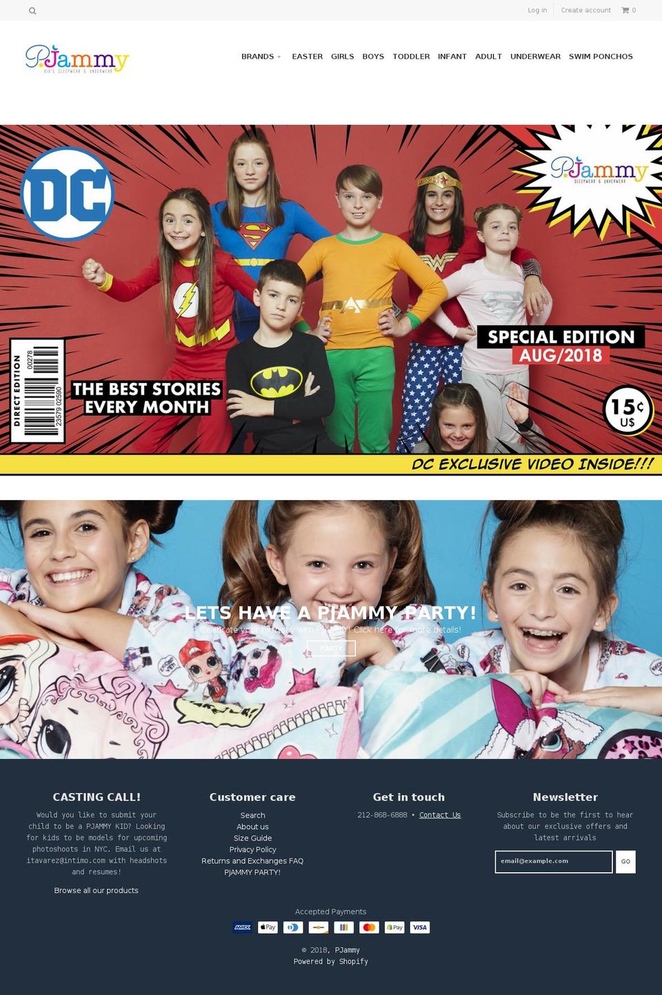pjammy.com shopify website screenshot