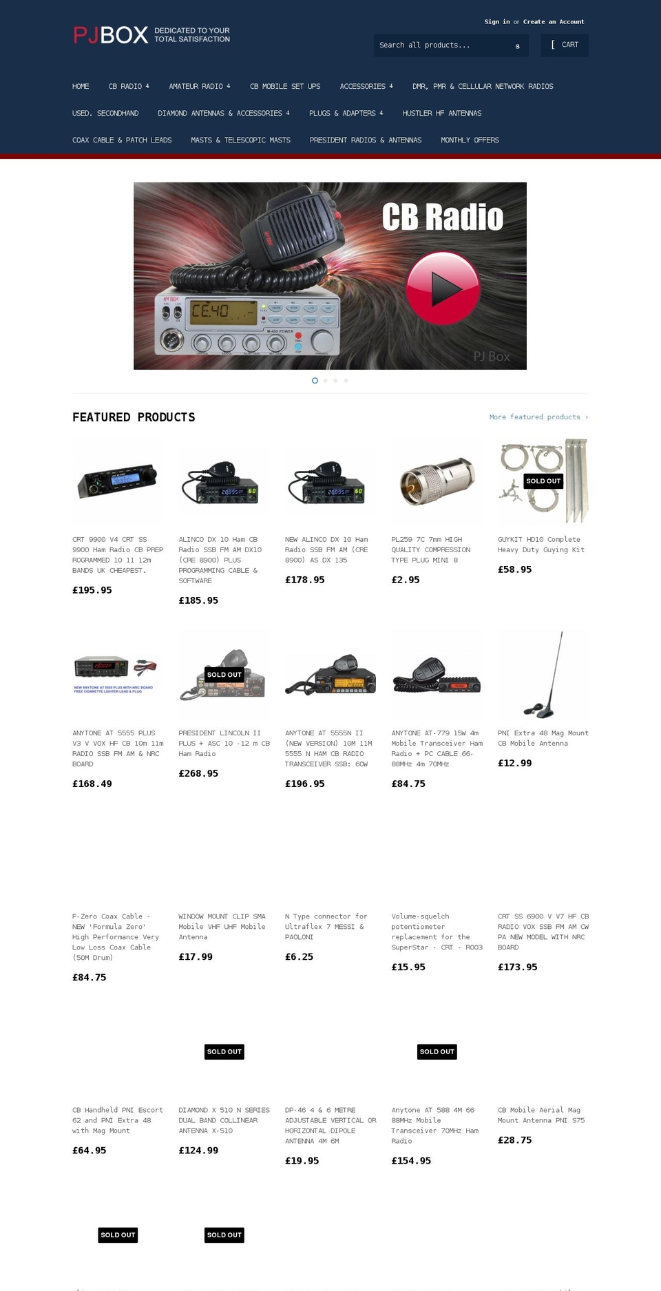 pjbox.co.uk shopify website screenshot