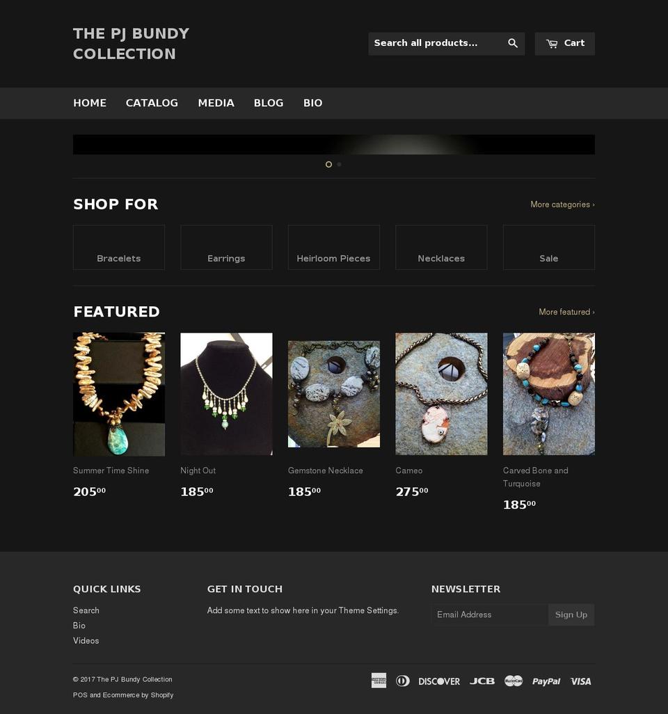 pjbundy.com shopify website screenshot