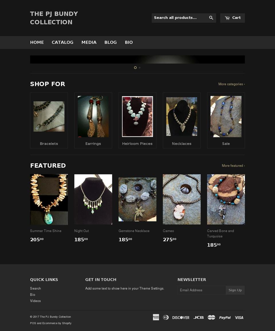 pjbundycollections.com shopify website screenshot