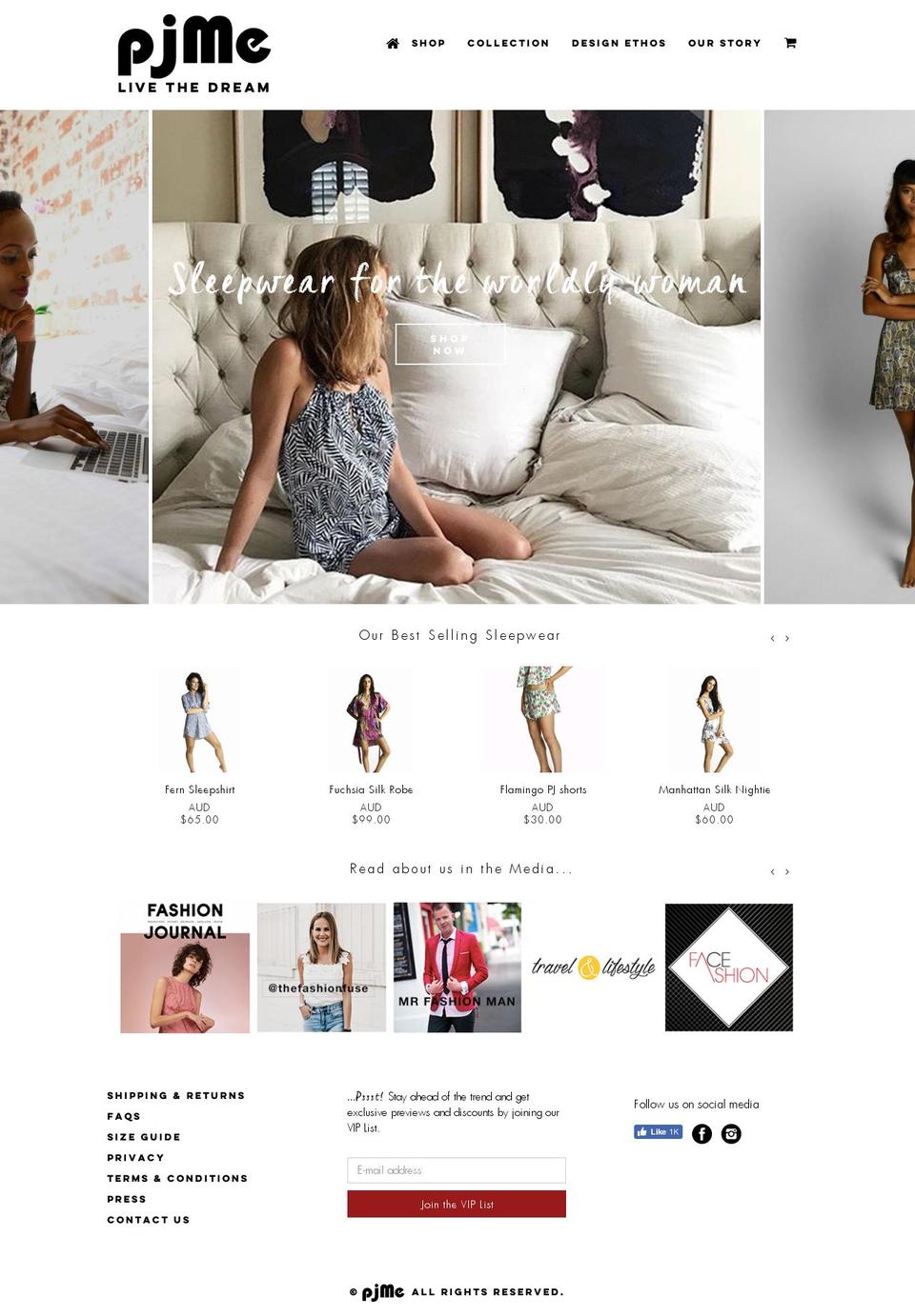 PJME-Shopify Shopify theme site example pjmesleepwear.com