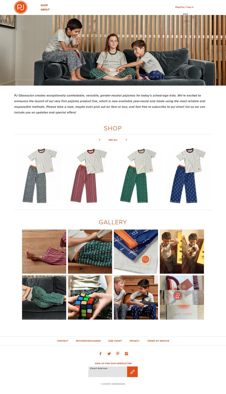 pjobsession.com — Shopify storefront screenshot