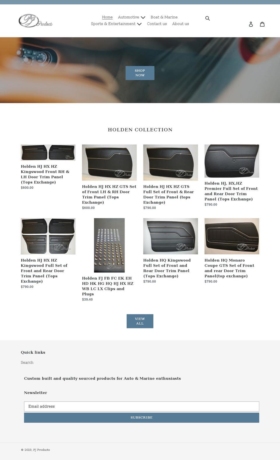pjproducts.com.au shopify website screenshot