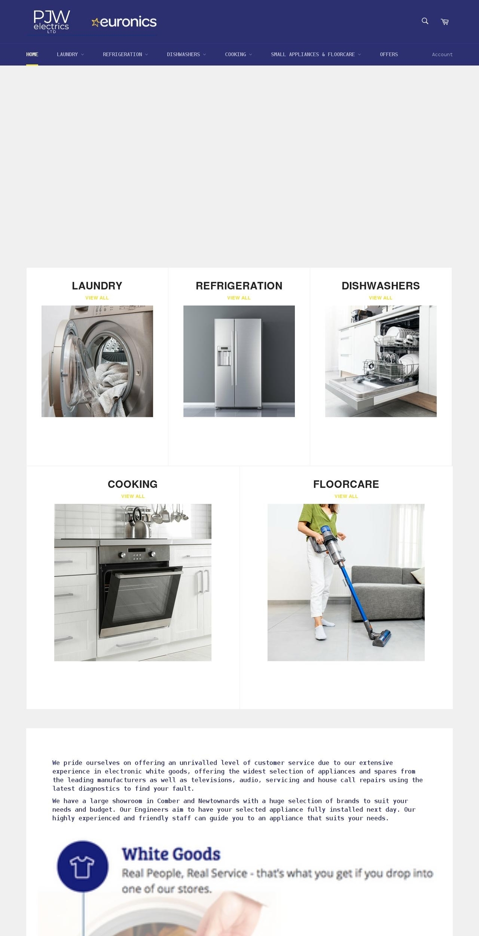 pjwelectrics.com shopify website screenshot