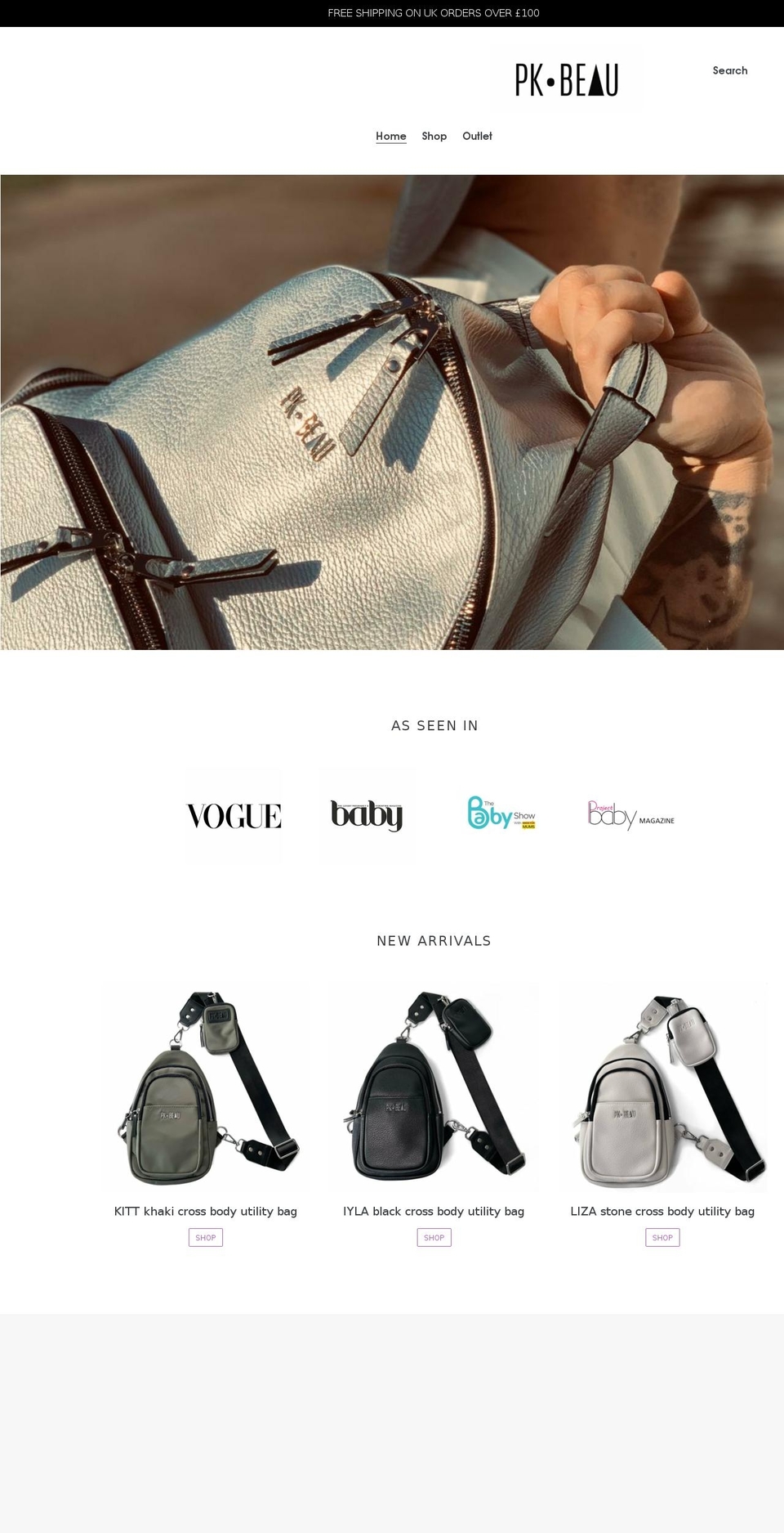 pkbeau.co.uk shopify website screenshot