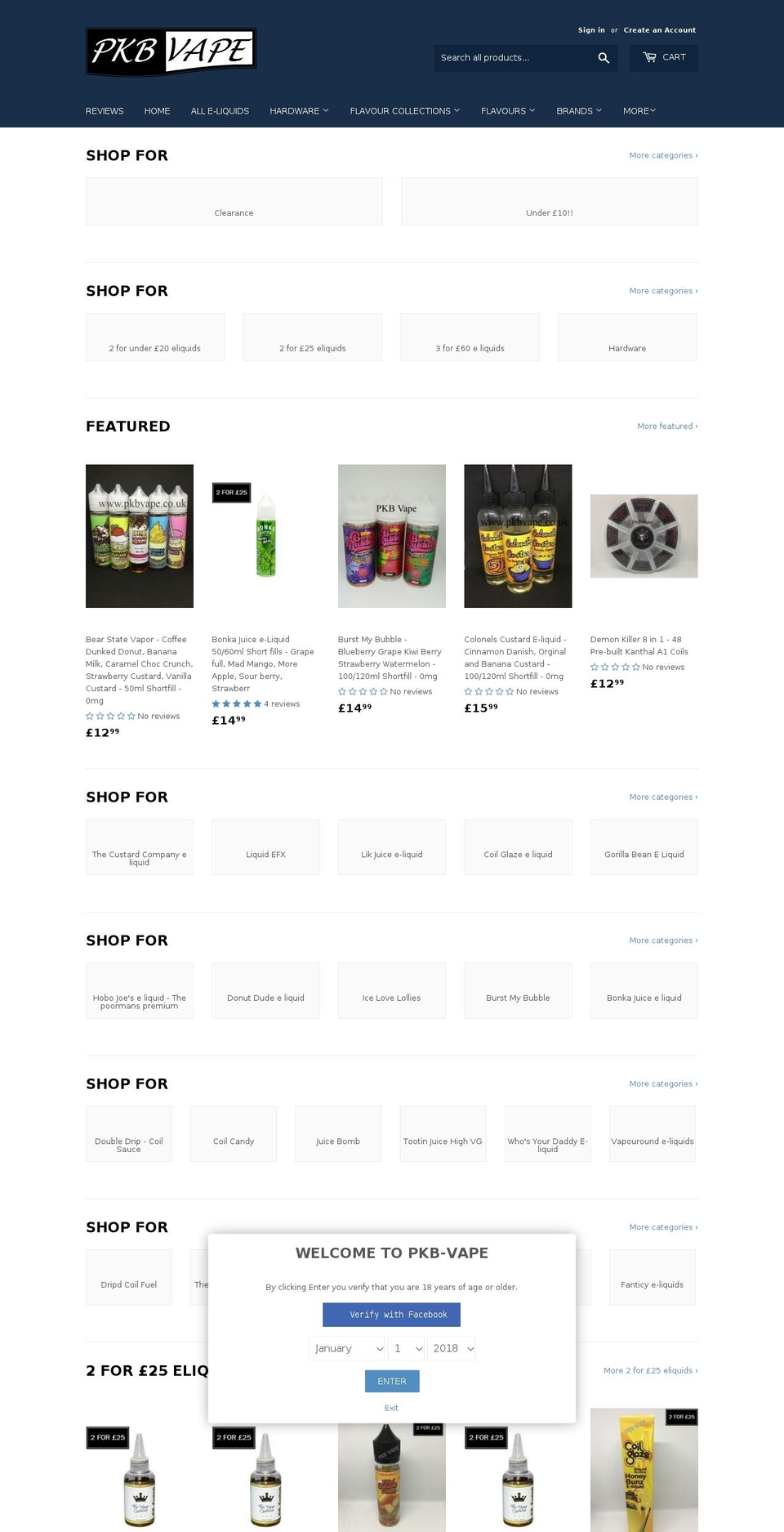pkbvape.com — Shopify storefront screenshot