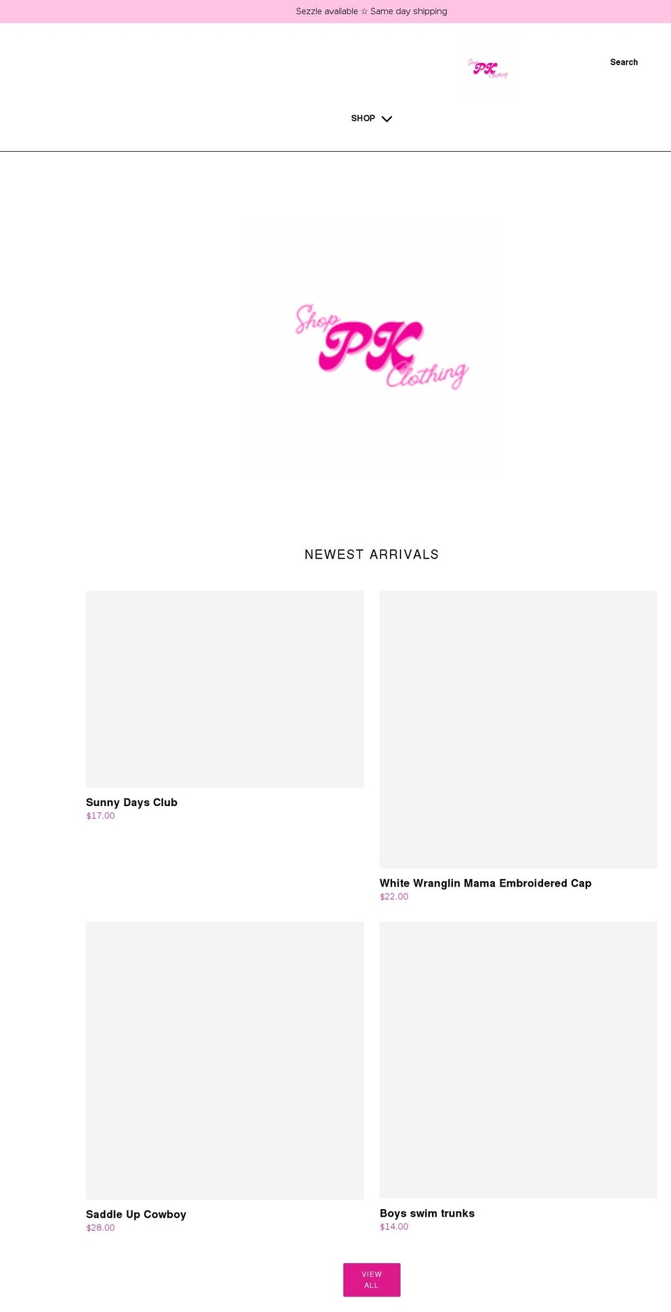 pkclothingempire.com shopify website screenshot
