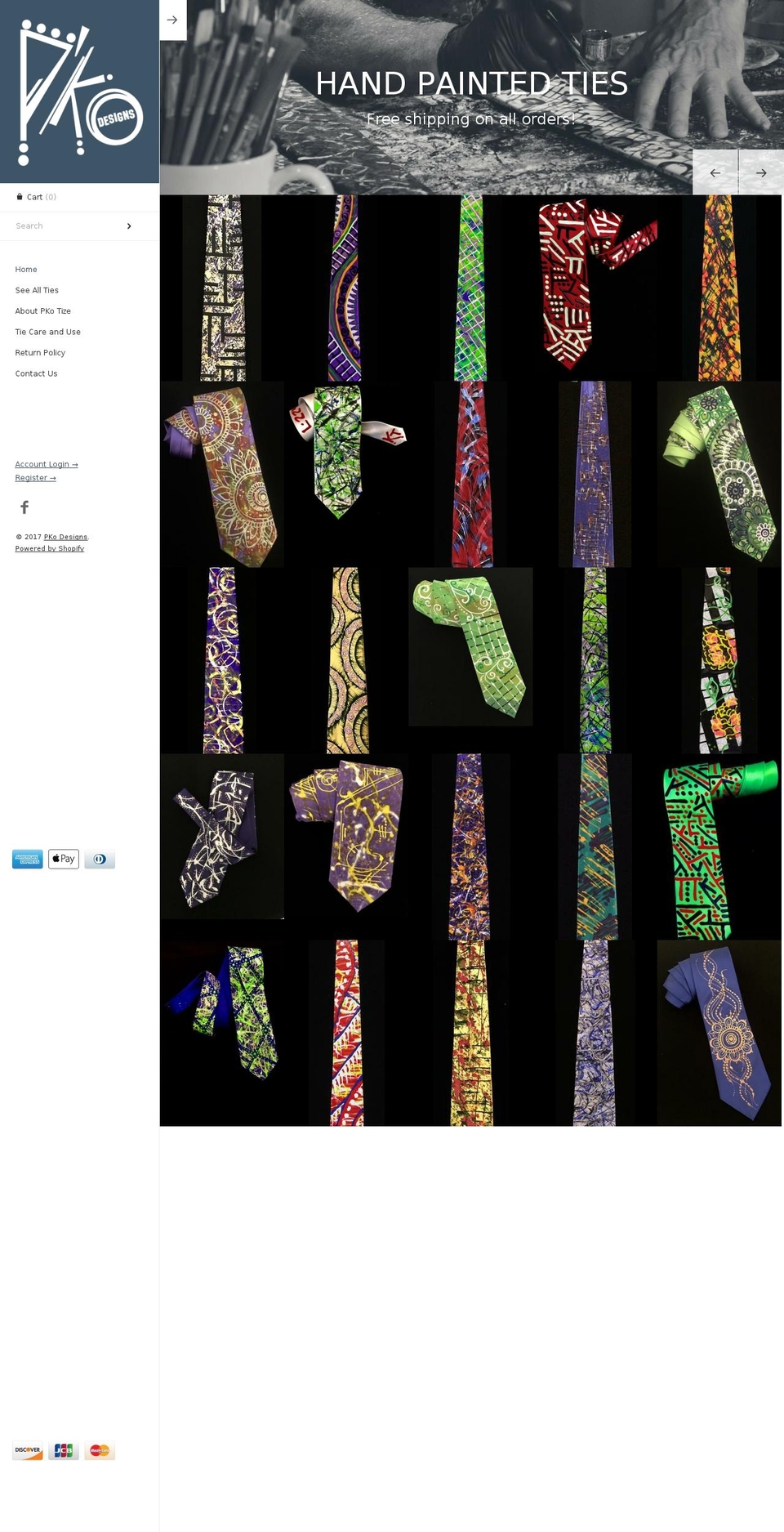 pkoties.com shopify website screenshot