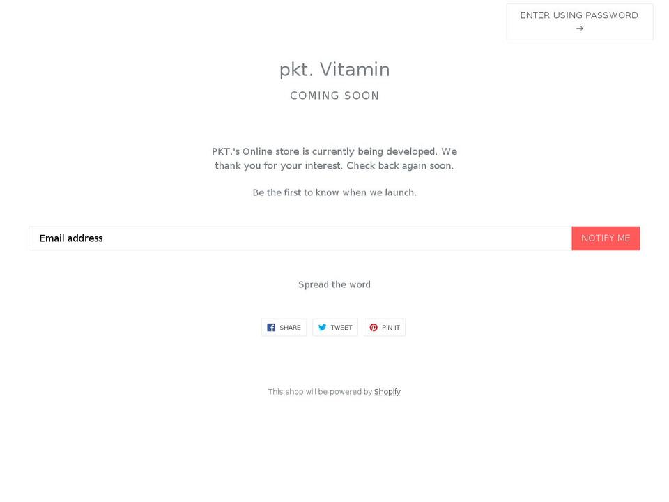 pktvitamin.com shopify website screenshot