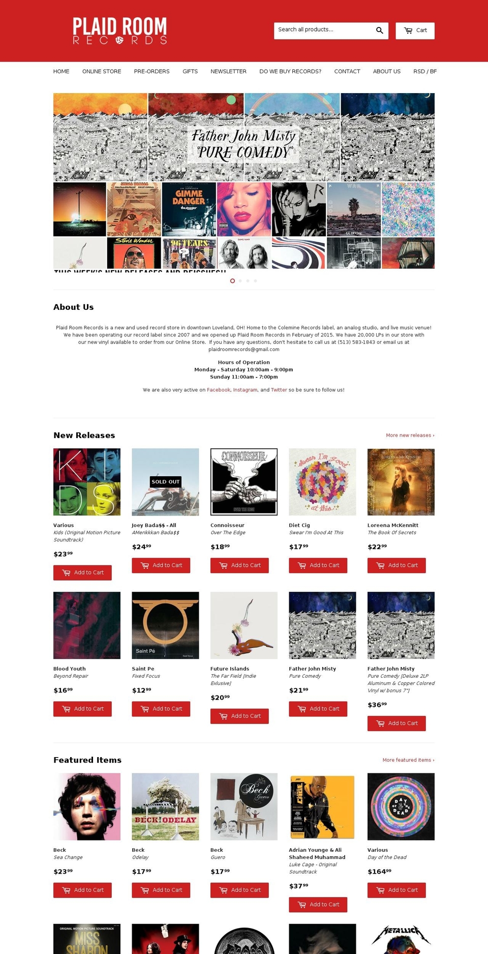 plaidroomrecords.com shopify website screenshot
