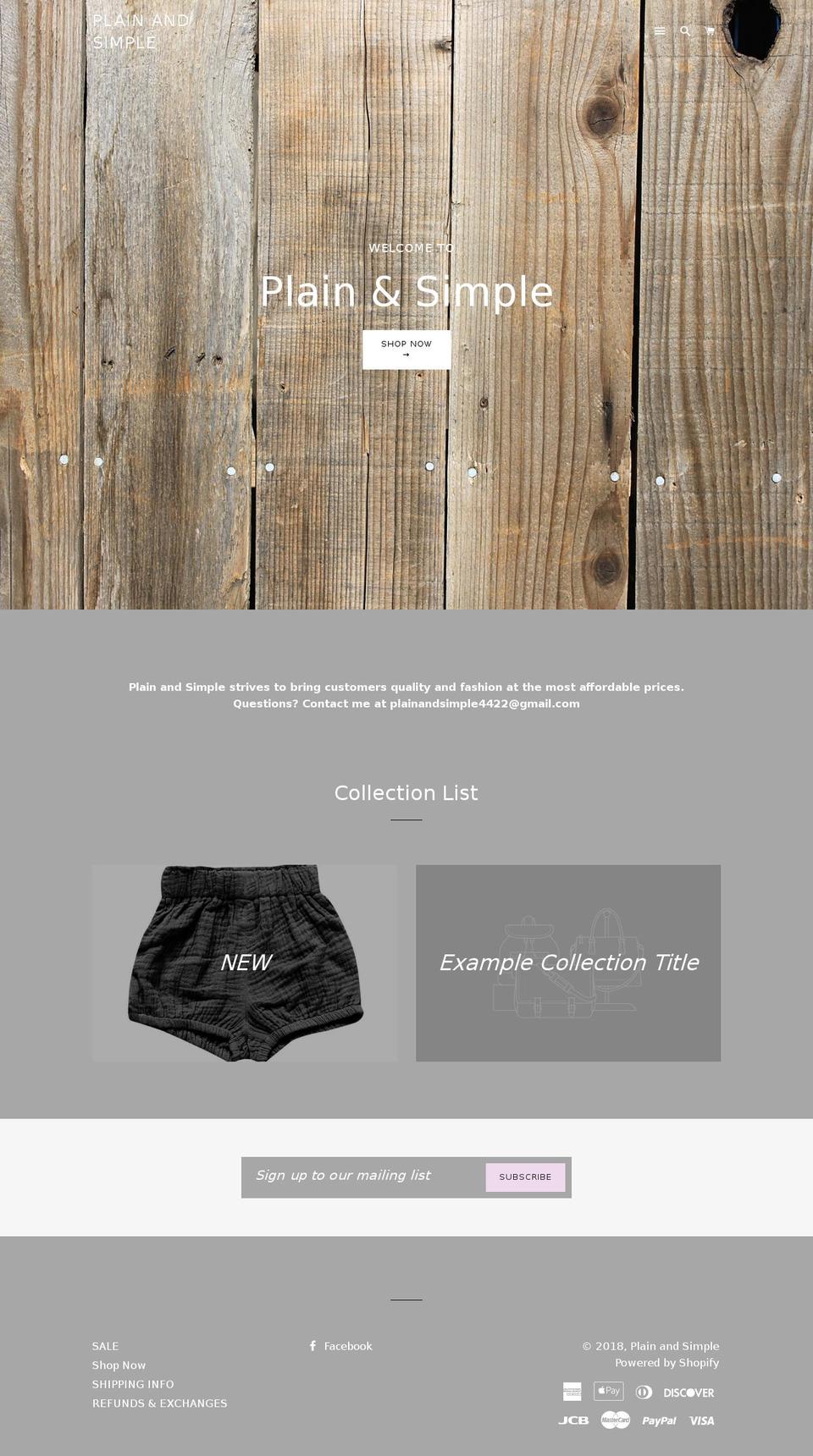 plainandsimpletx.com — Shopify storefront screenshot