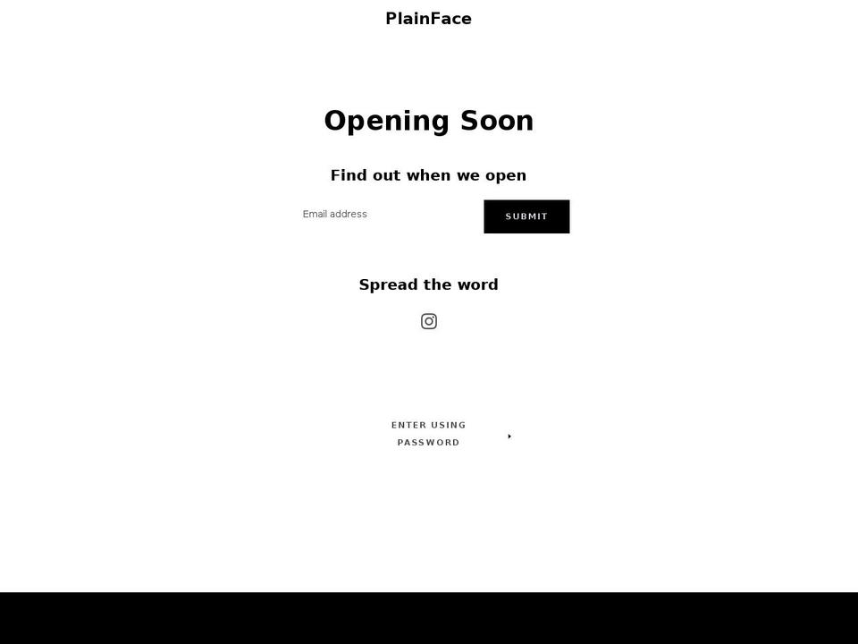 plainface.com shopify website screenshot