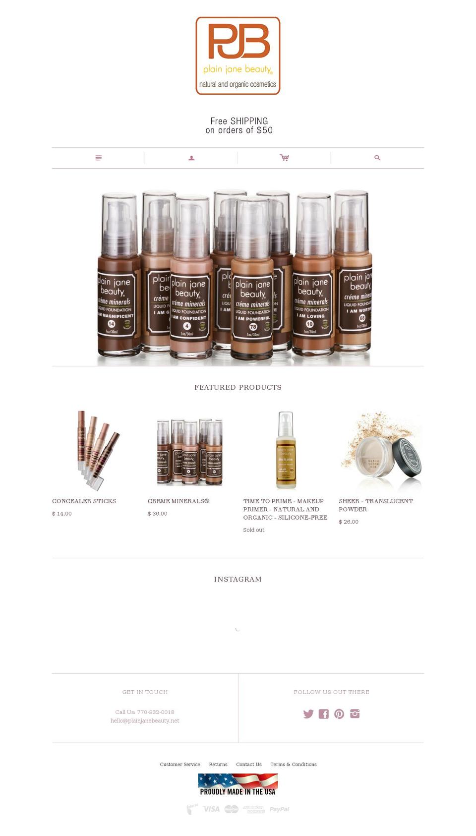 plainjanebeauty.net shopify website screenshot