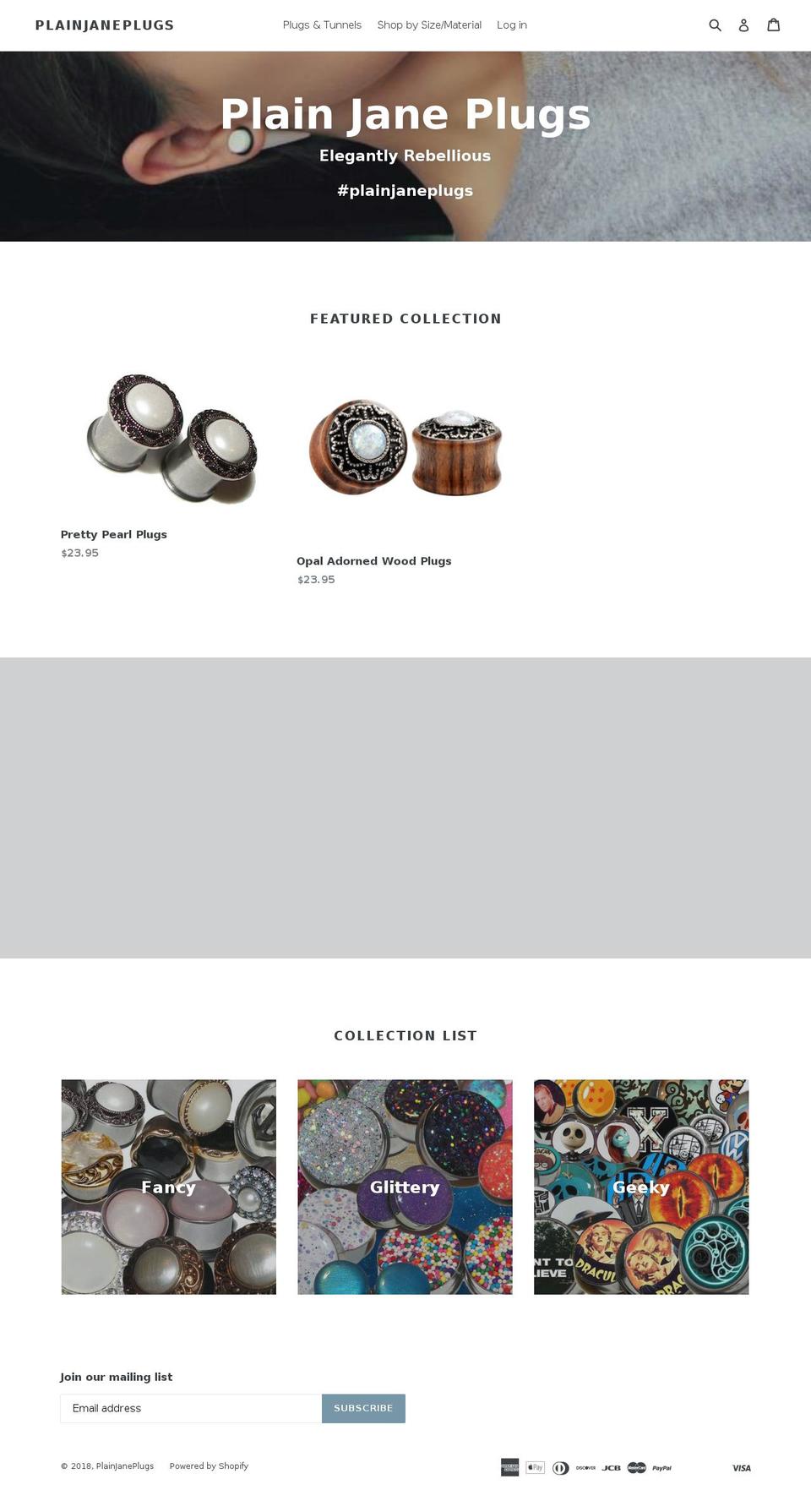 plainjaneplugs.com — Shopify storefront screenshot