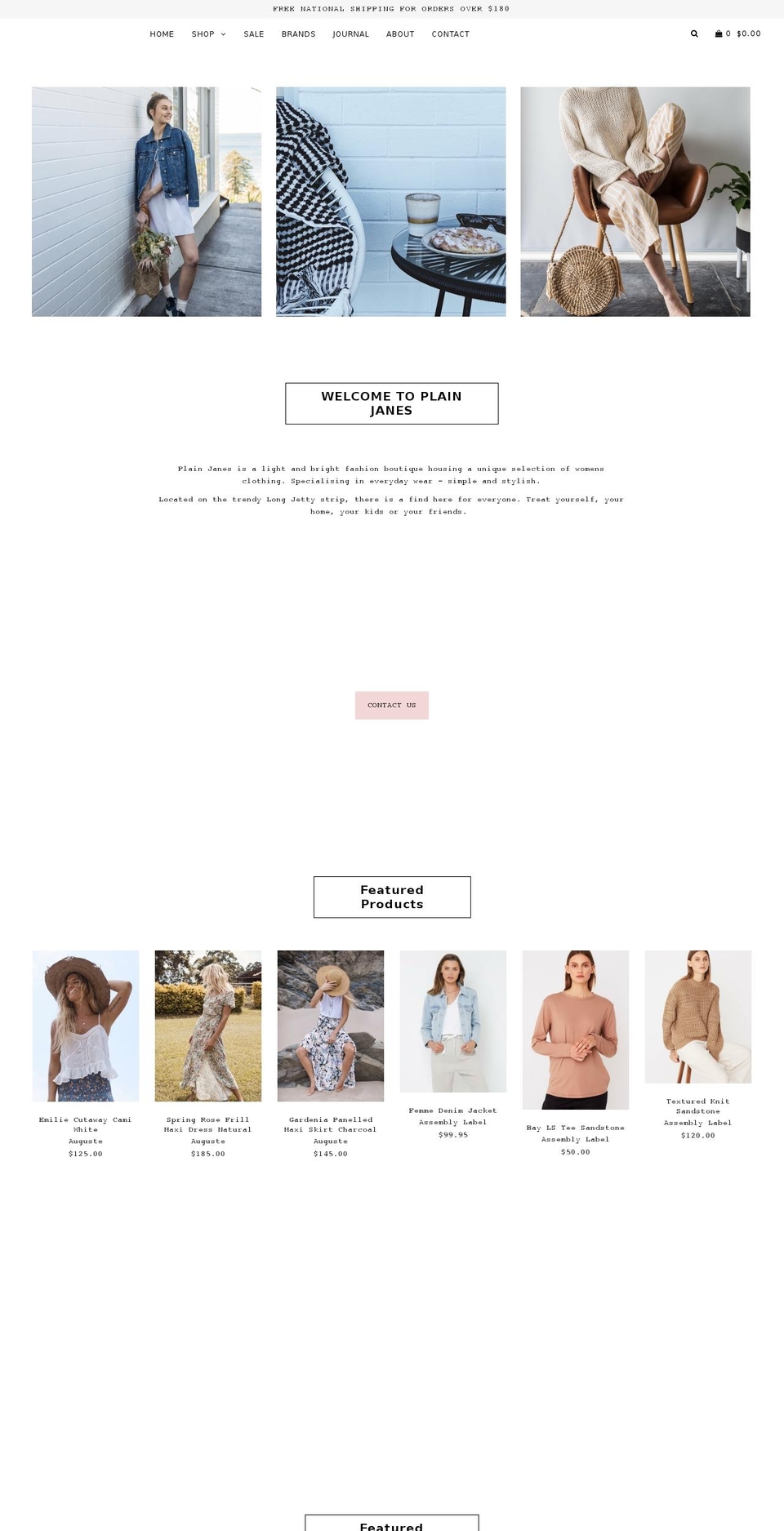 plainjanesstore.com shopify website screenshot