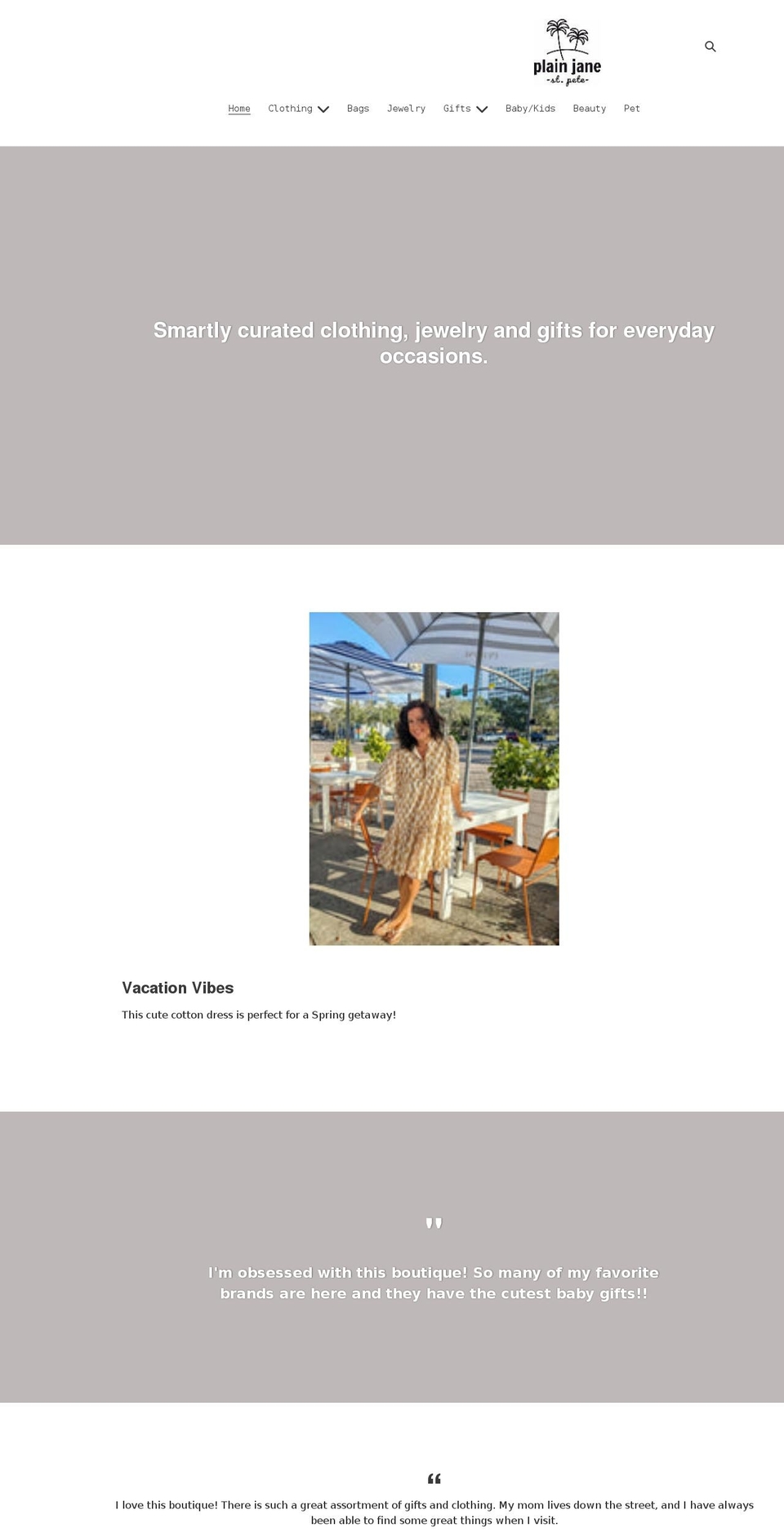 plainjanestpete.com shopify website screenshot
