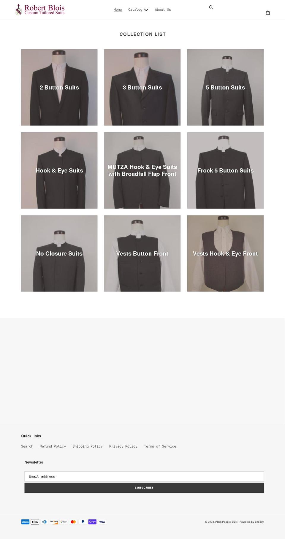 plainpeoplesuits.com shopify website screenshot