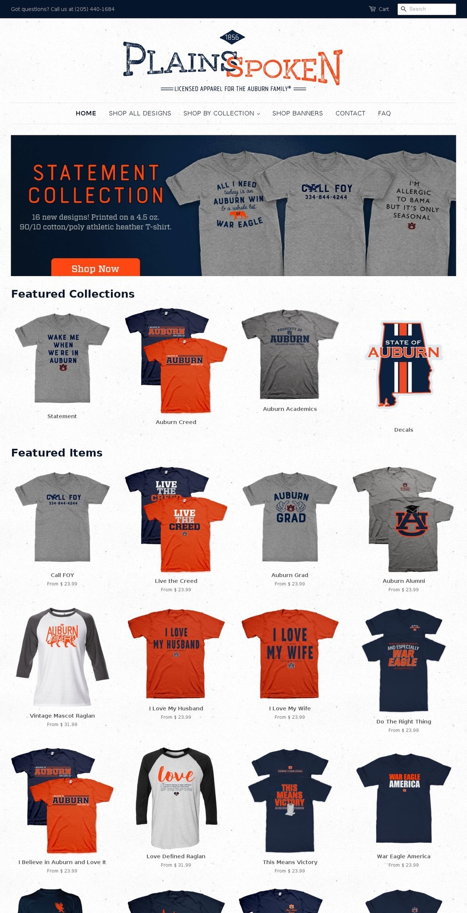 plainsspoken.com shopify website screenshot