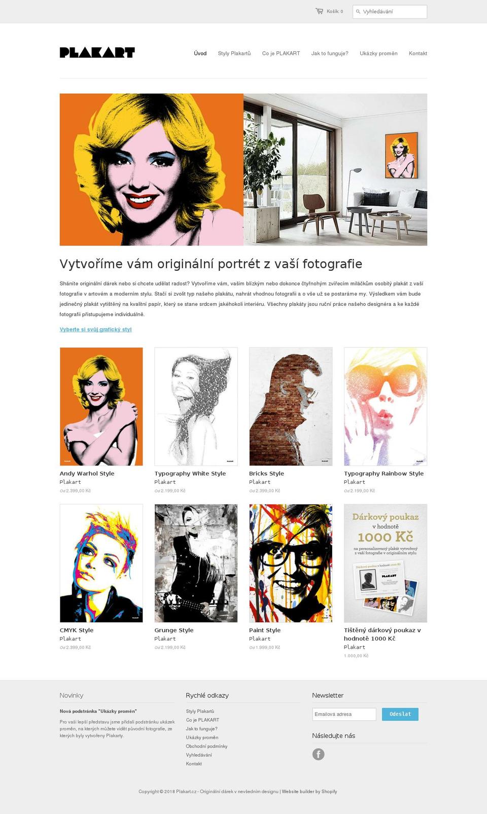 plakart.cz shopify website screenshot
