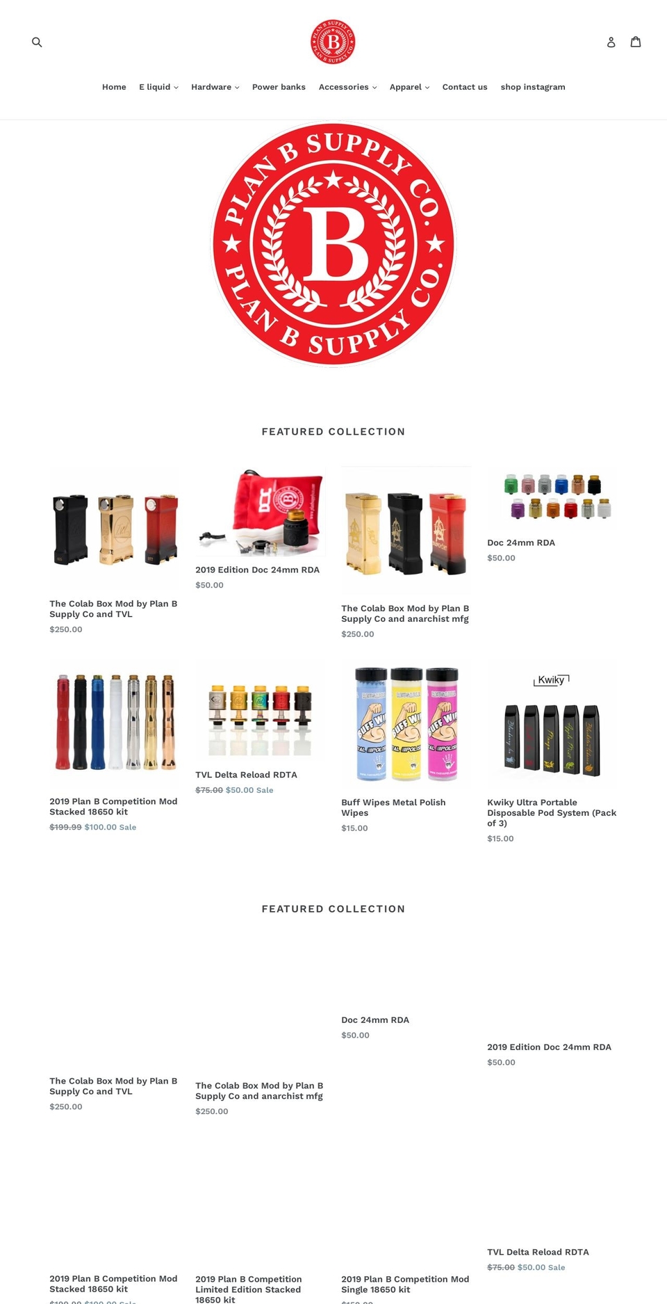 planbsupplyco.com — Shopify storefront screenshot