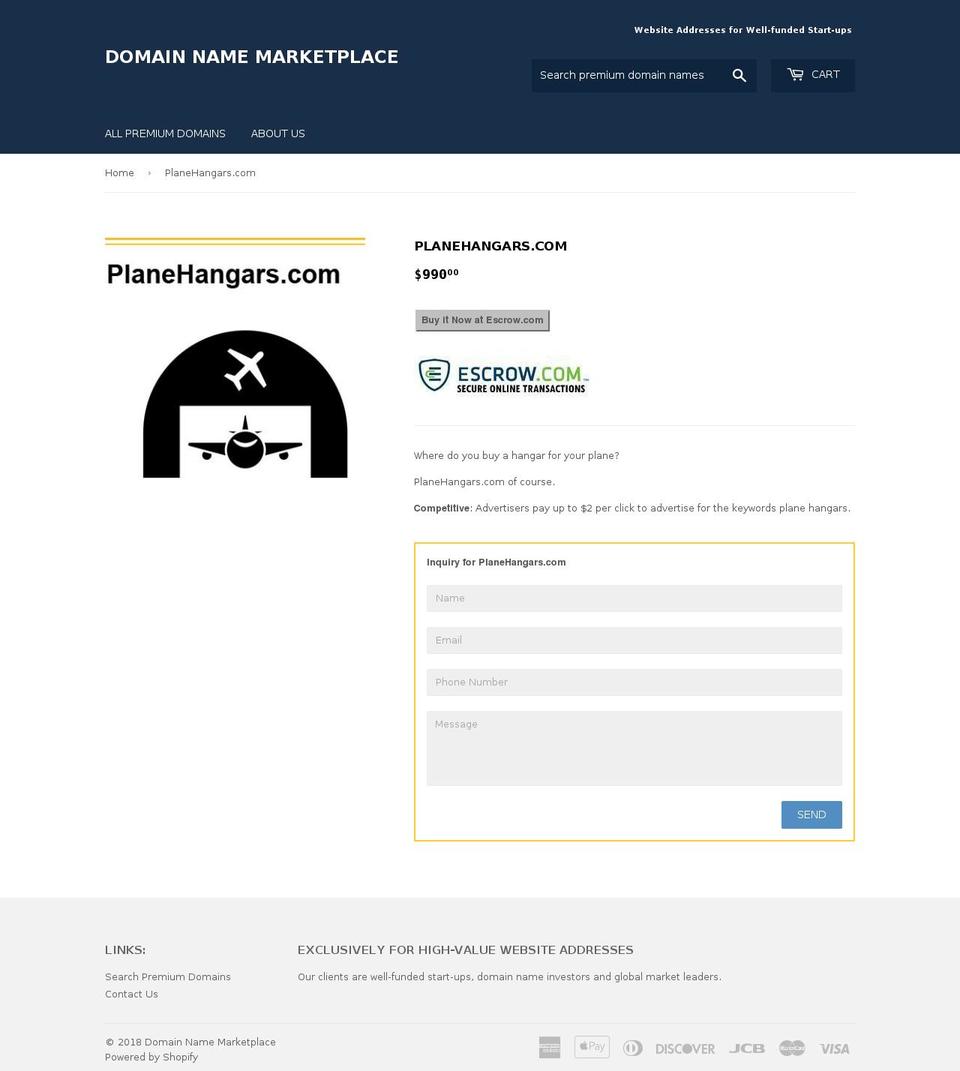 plane-hangar.com — Shopify storefront screenshot