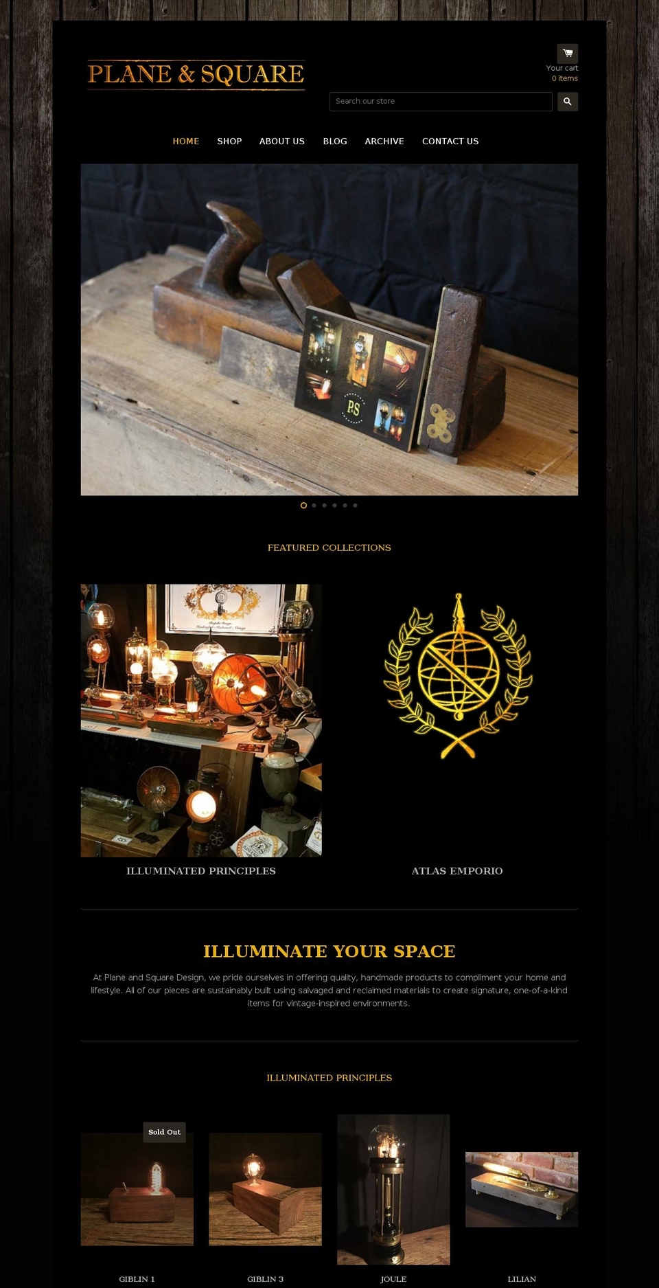 planeandsquaredesign.com — Shopify storefront screenshot
