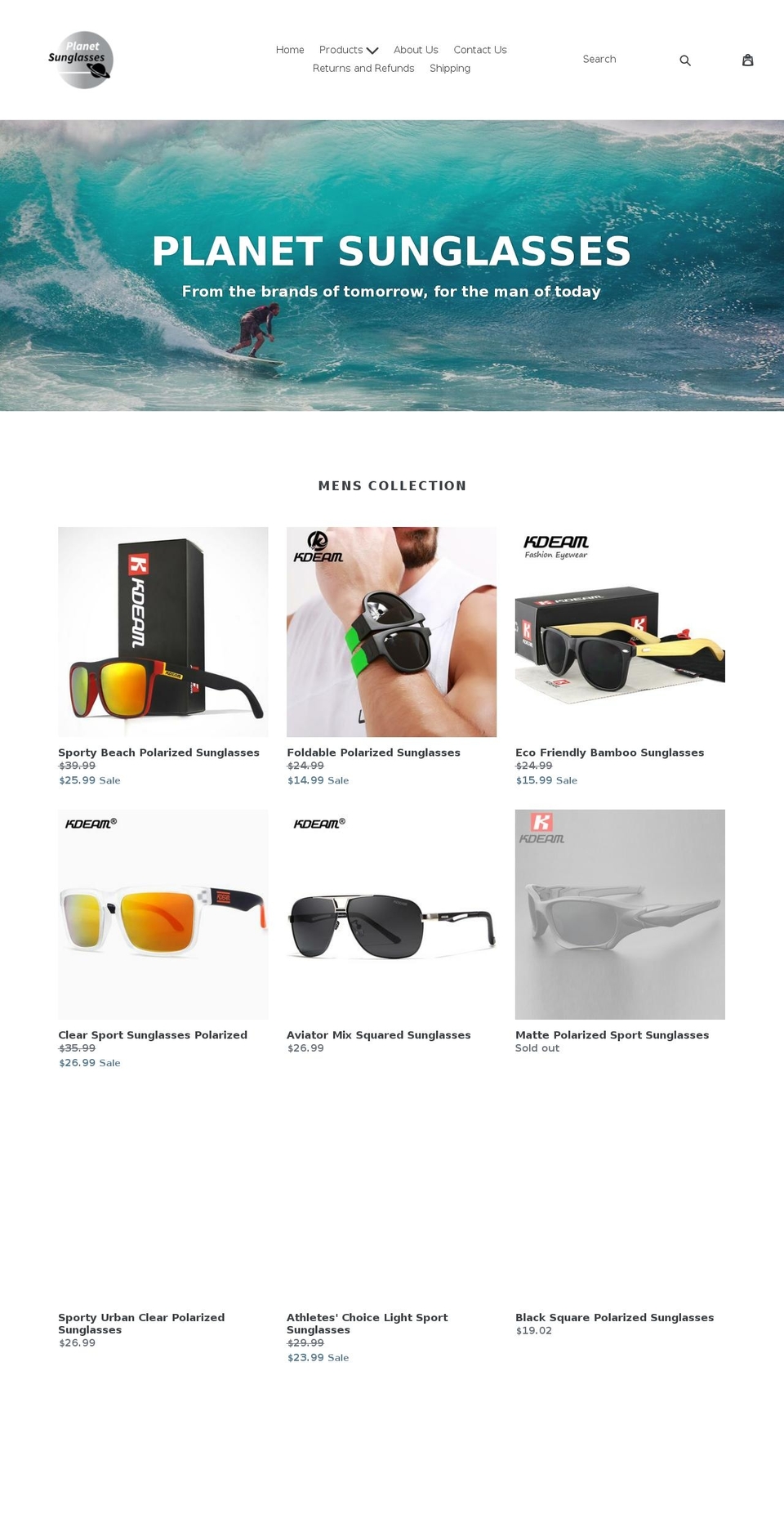 planet-sunglasses.com — Shopify storefront screenshot