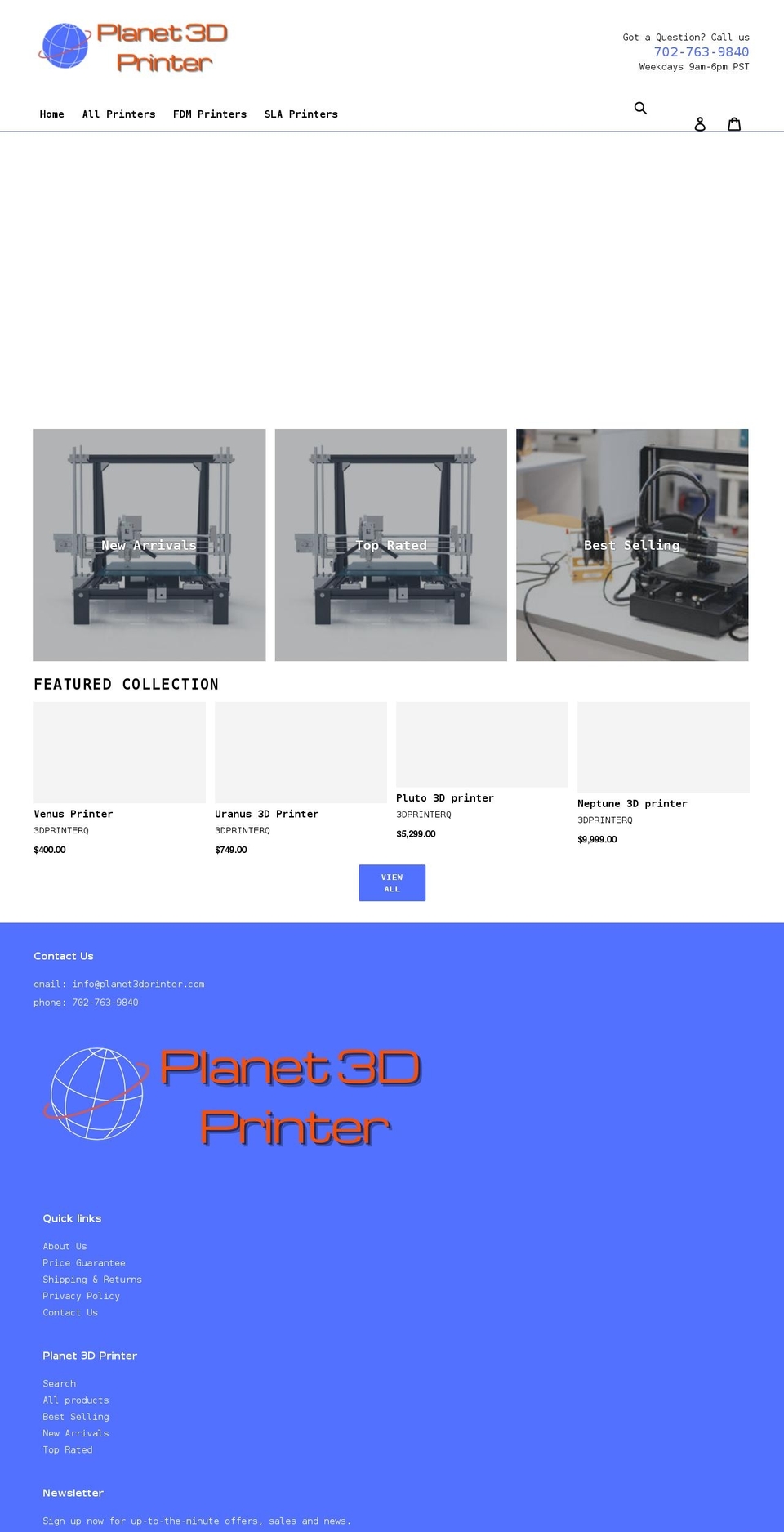 Dsl-version- Shopify theme site example planet3dprinter.com