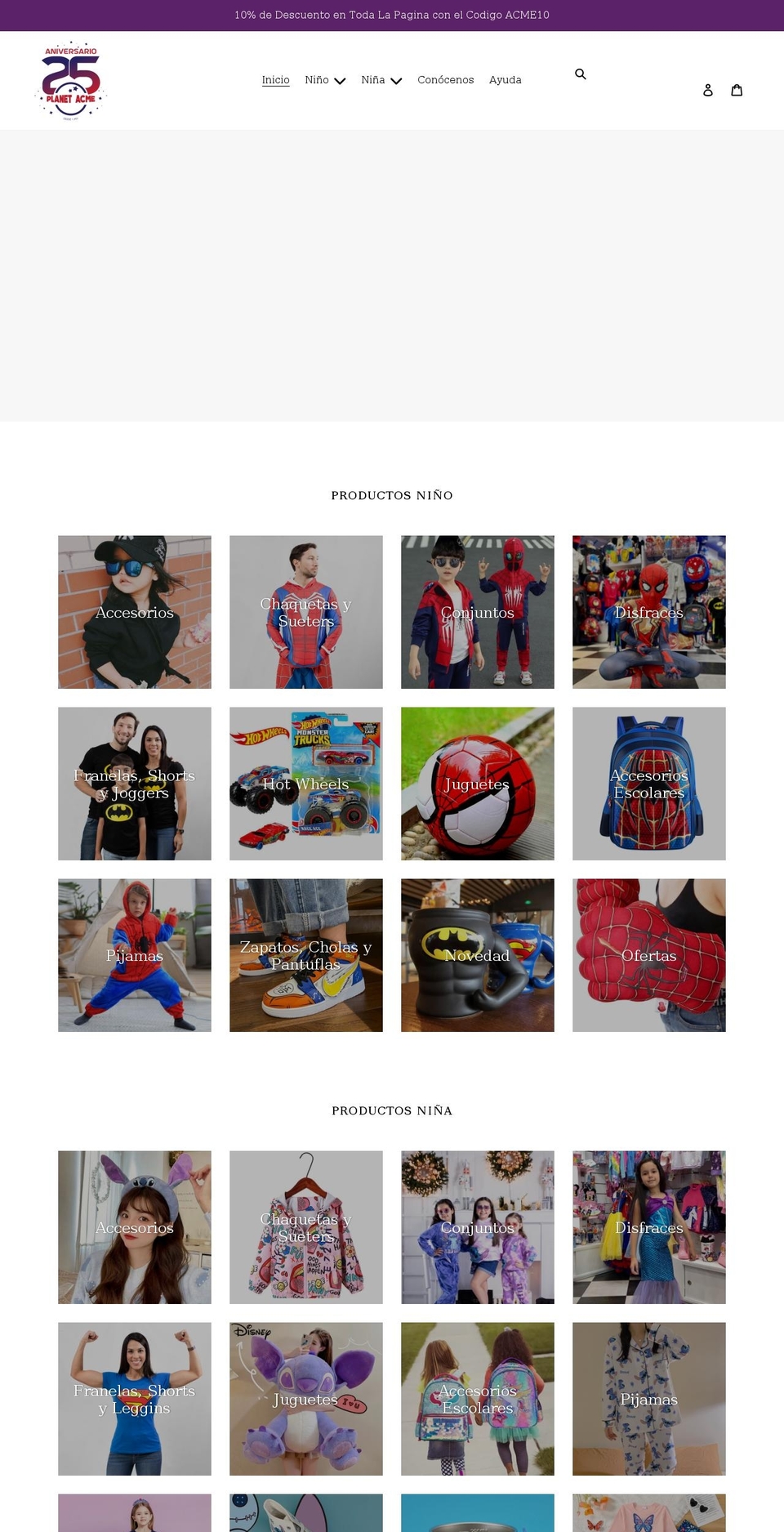 planetacme.net shopify website screenshot
