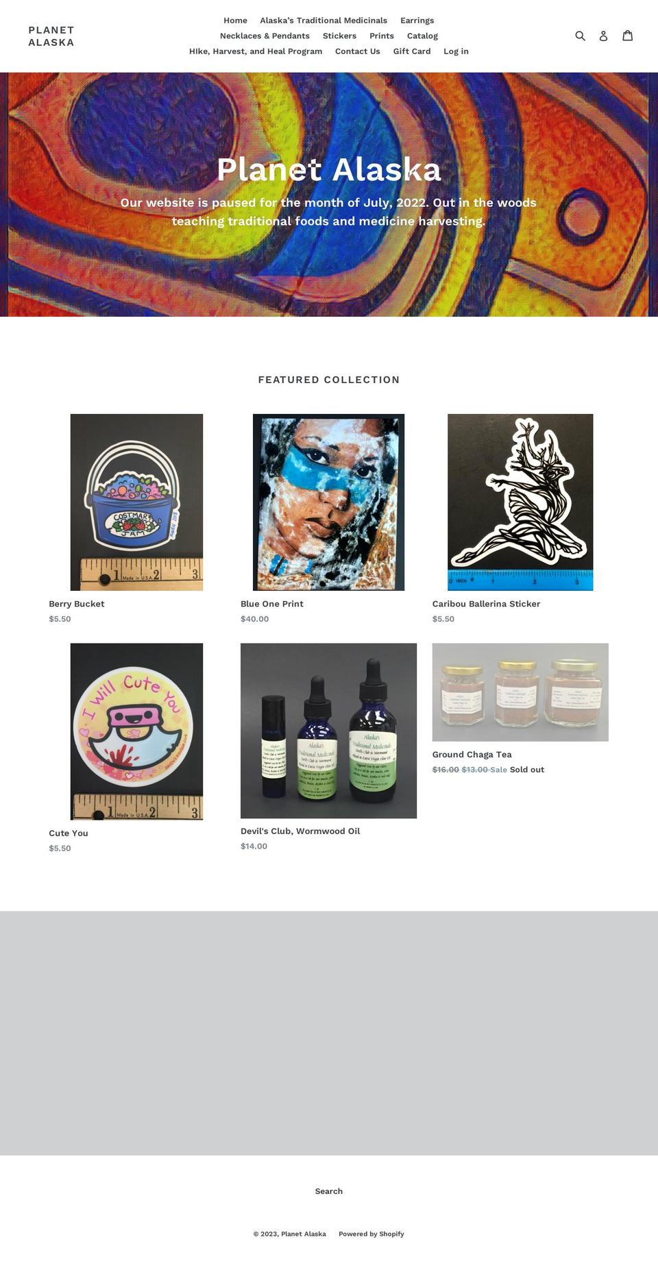 planetalaskastore.com — Shopify storefront screenshot