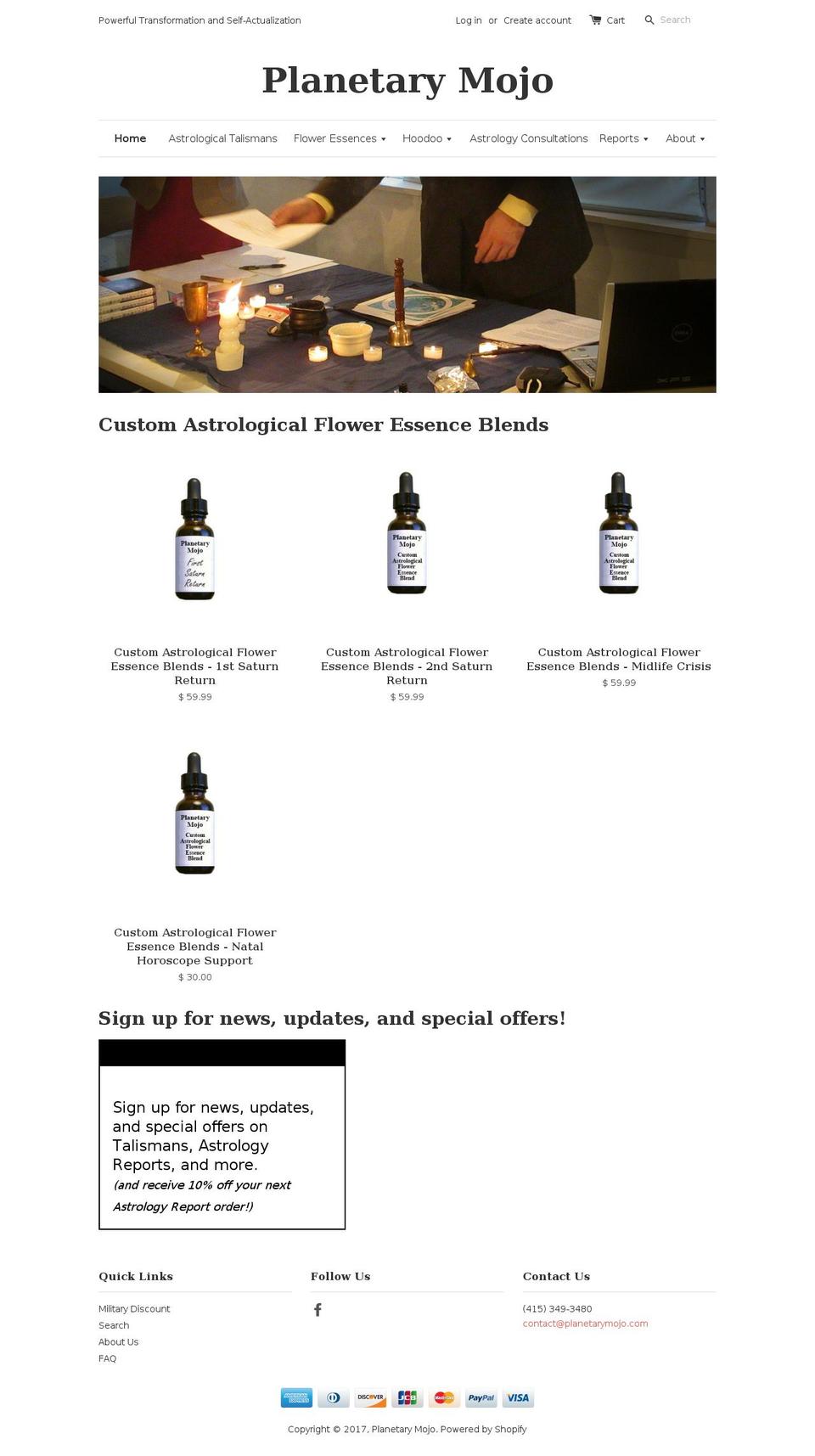 planetarymojo.com shopify website screenshot