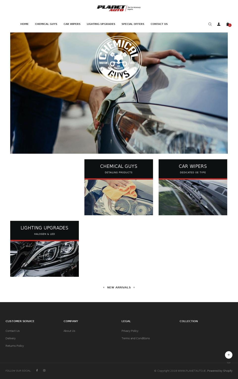 planetauto.ie shopify website screenshot