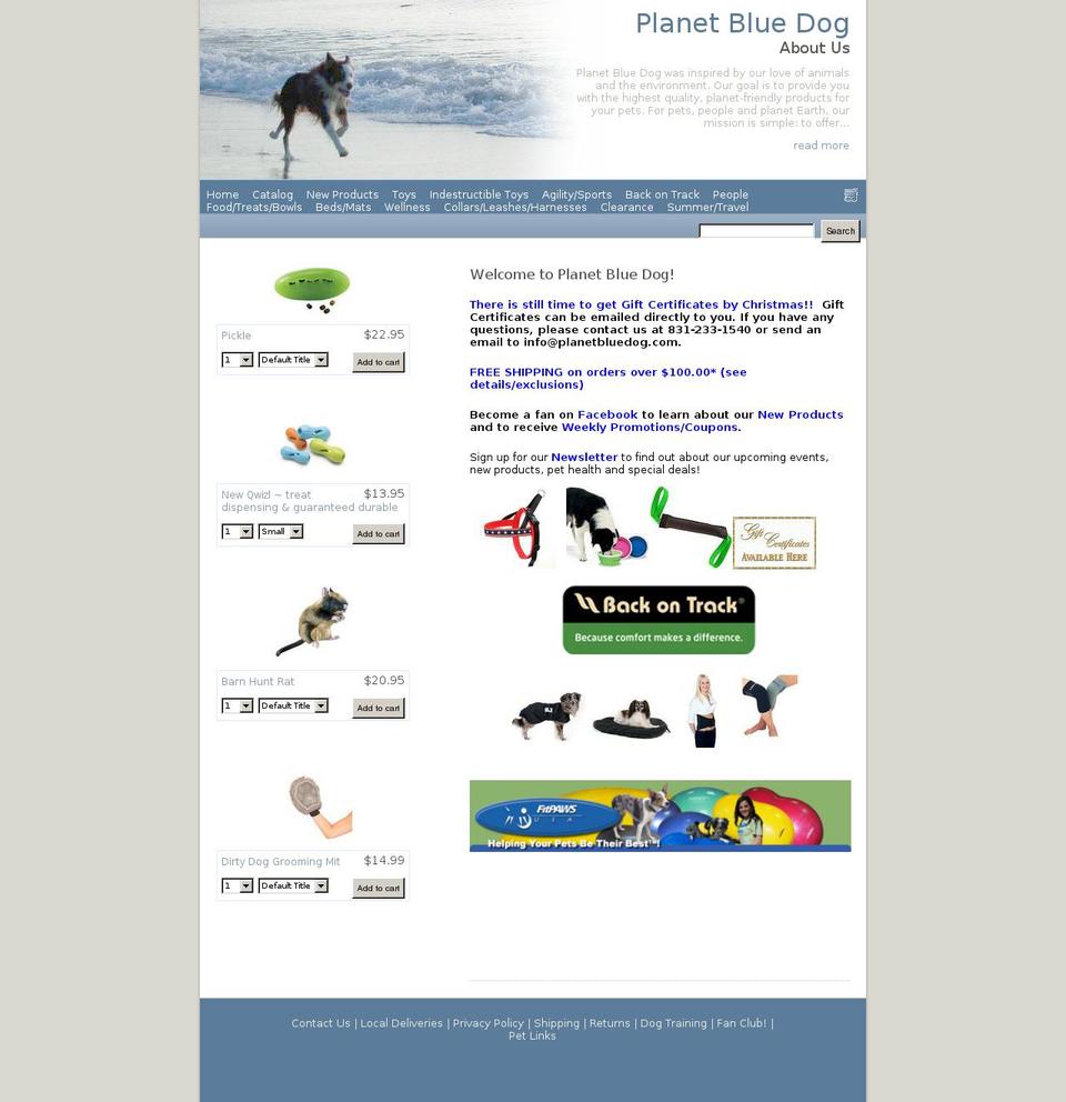 planetbluedog.com shopify website screenshot