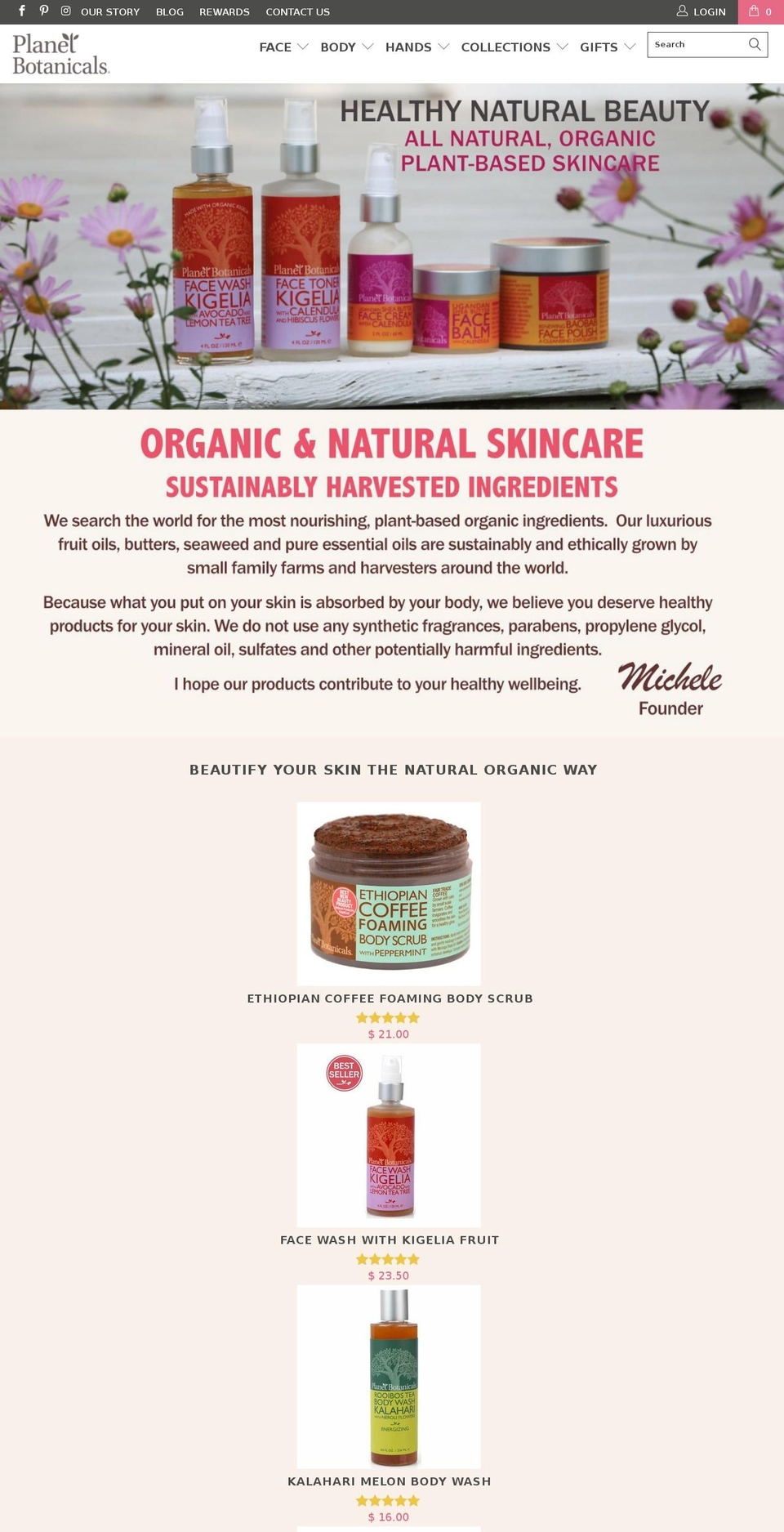 planetbotanicals.com shopify website screenshot