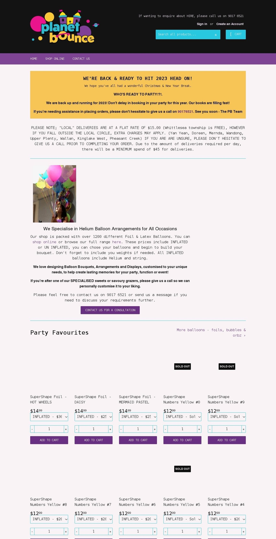 planetbounce.com.au shopify website screenshot