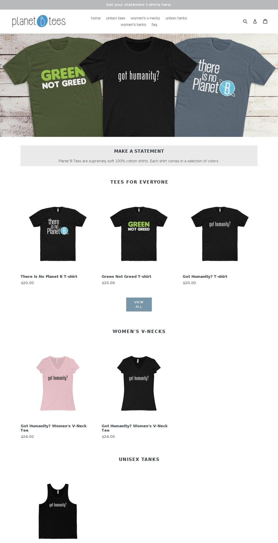 planetbtees.com — Shopify storefront screenshot