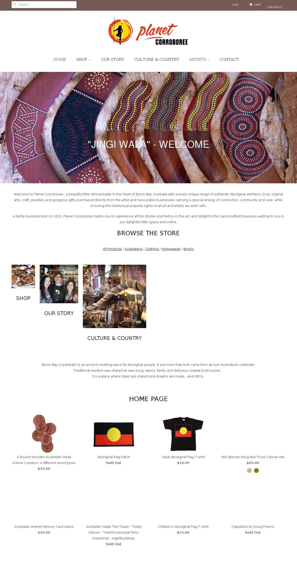 planetcorroboree.com.au shopify website screenshot