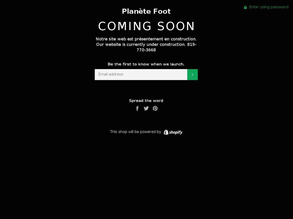 planetefoot.ca shopify website screenshot