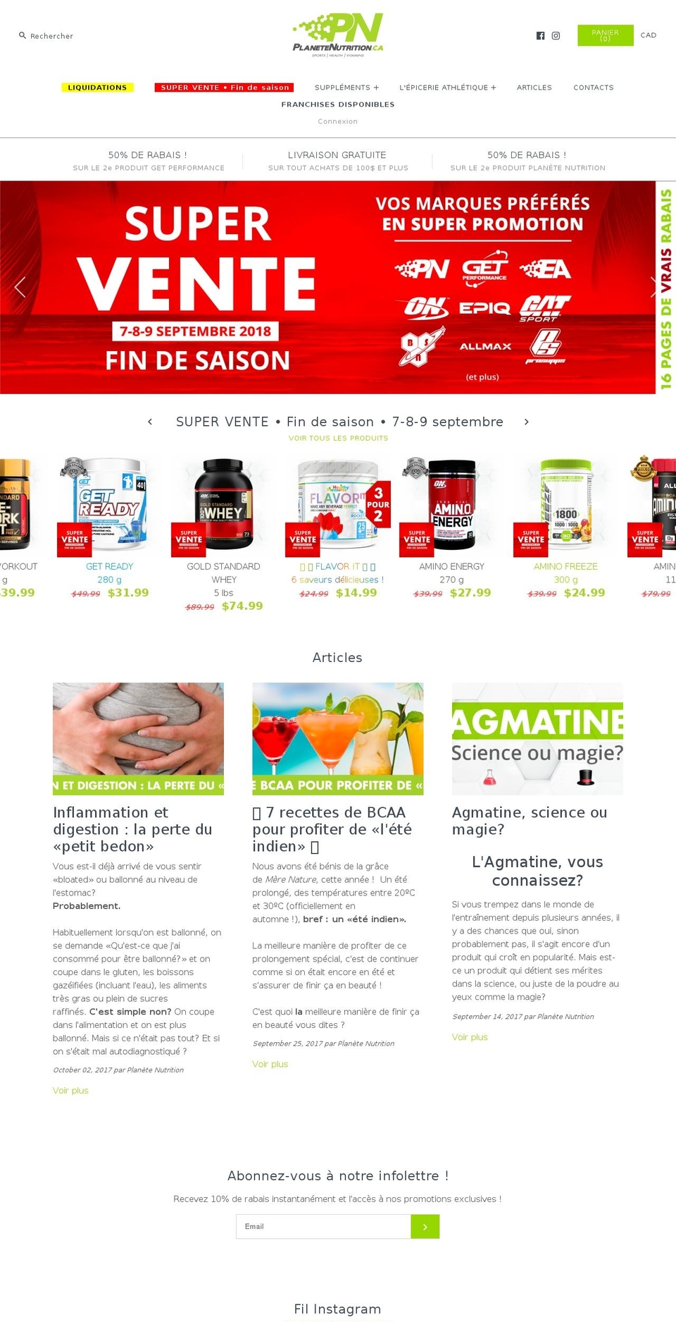 planetenutrition.net shopify website screenshot