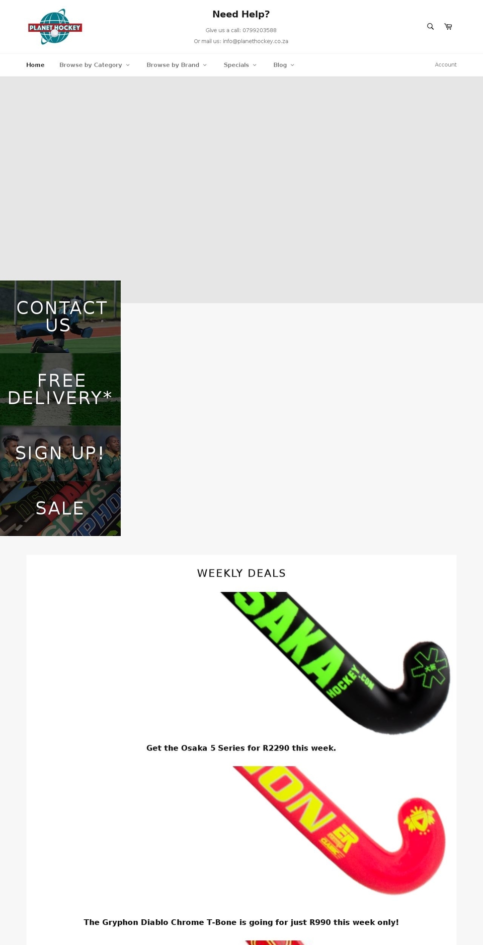 planethockey.co.za shopify website screenshot